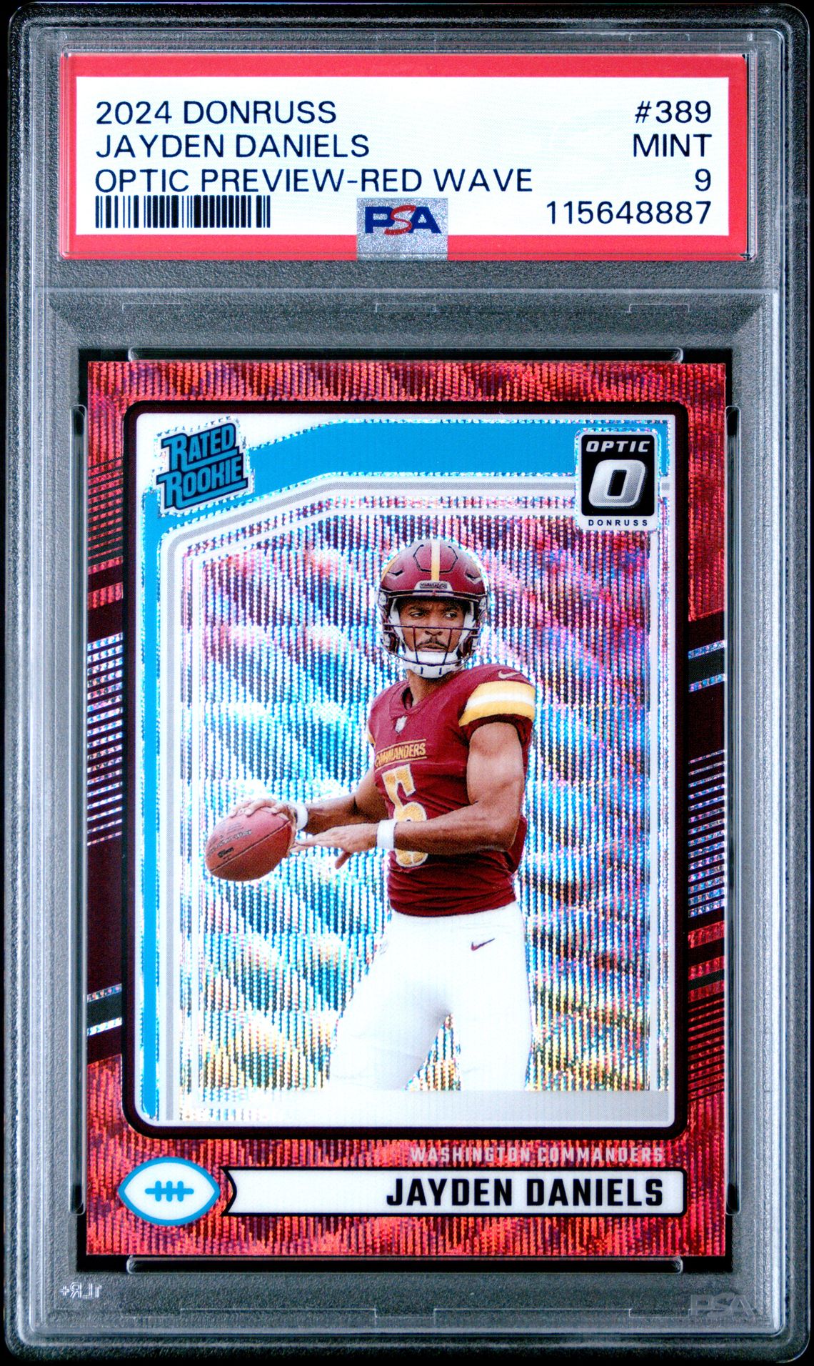 2024 Panini Donruss Jayden Daniels #389 (Optic Preview-Red Wave) Mint 9 front
