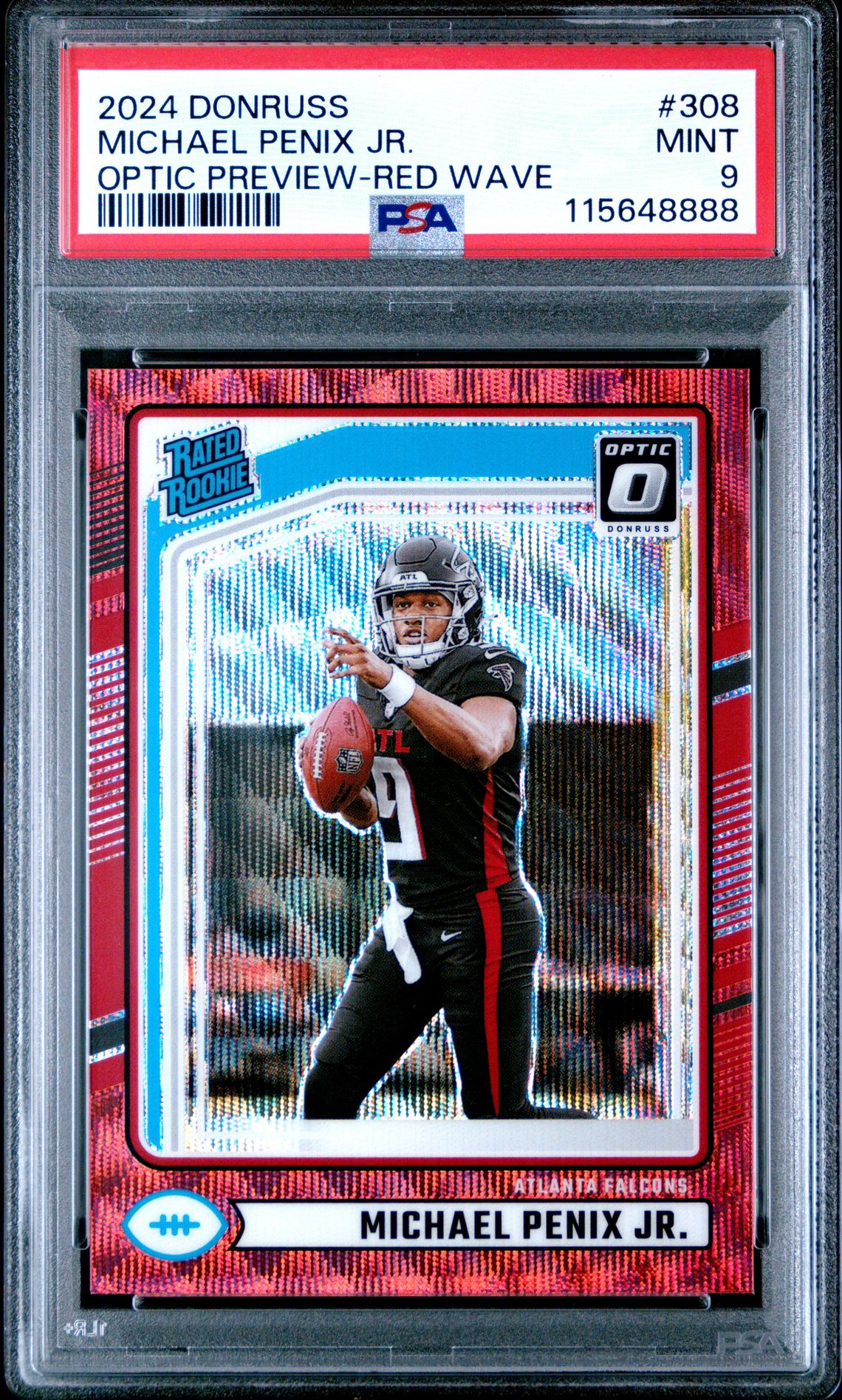2024 Panini Donruss Michael Penix Jr. #308 (Optic Preview-Red Wave) Mint 9 front
