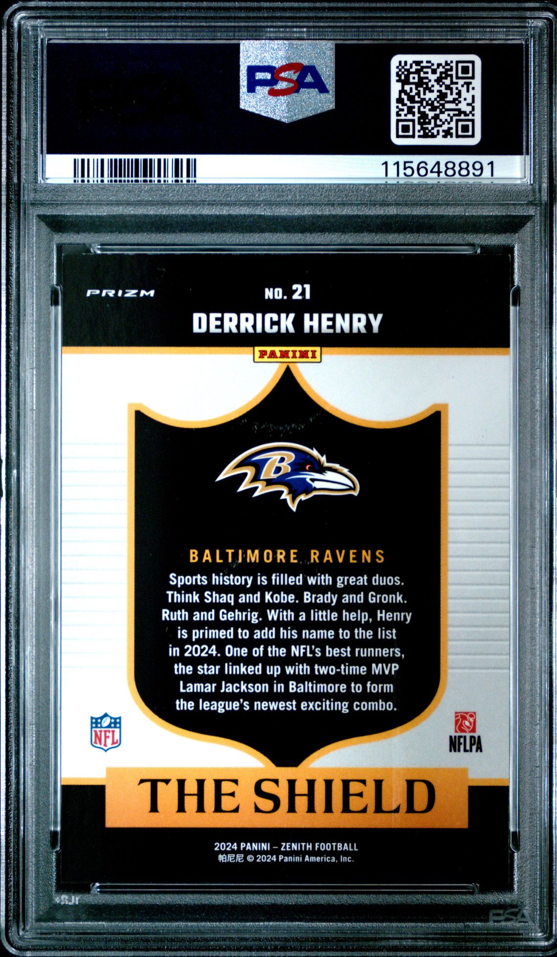 2024 Panini Zenith The Shield Derrick Henry #21 Gem Mt 10 back