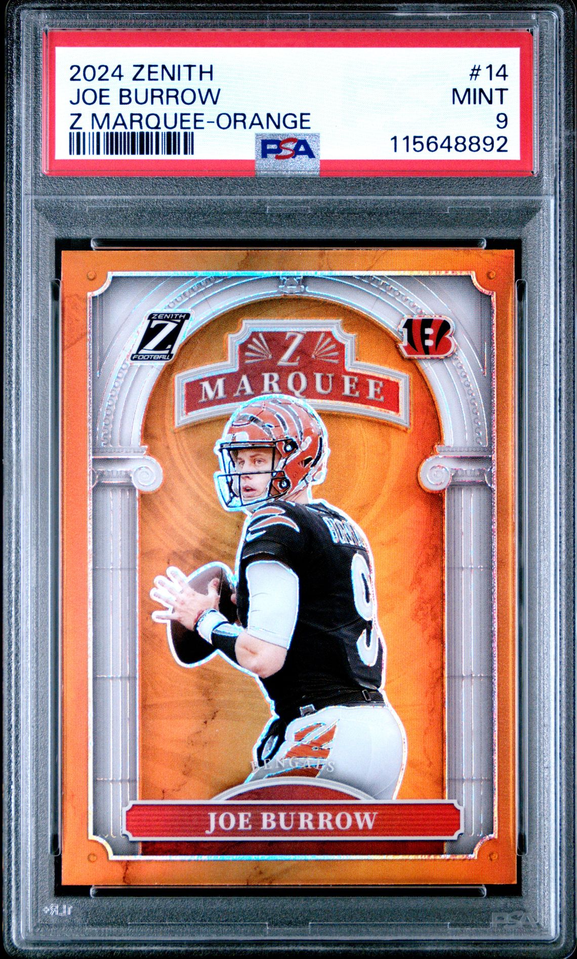 2024 Panini Zenith Z Marquee Joe Burrow #14 (Z Marquee-Orange) Mint 9 front