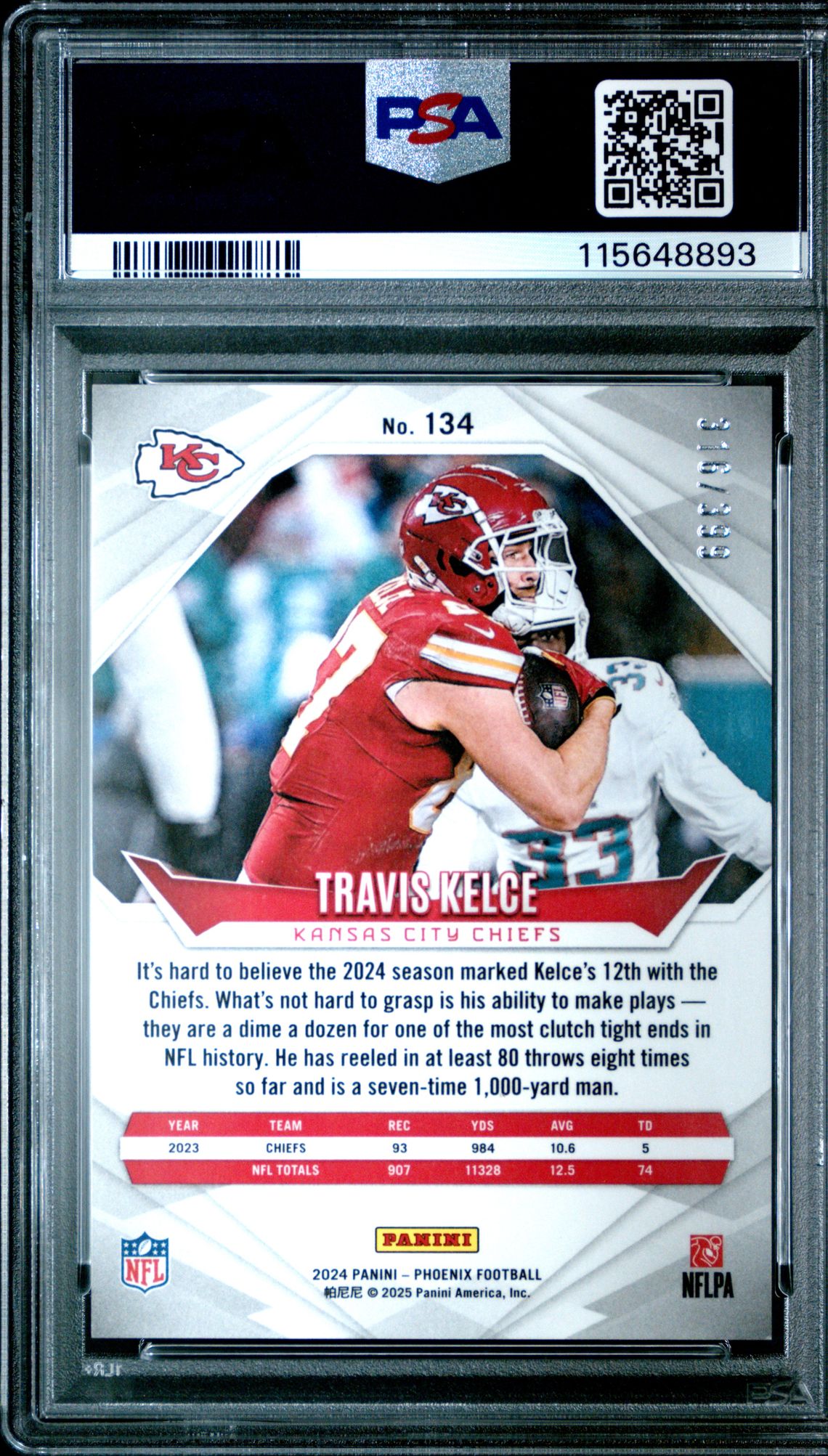 2024 Panini Phoenix Travis Kelce #134 (Team Helmet) Mint 9 back