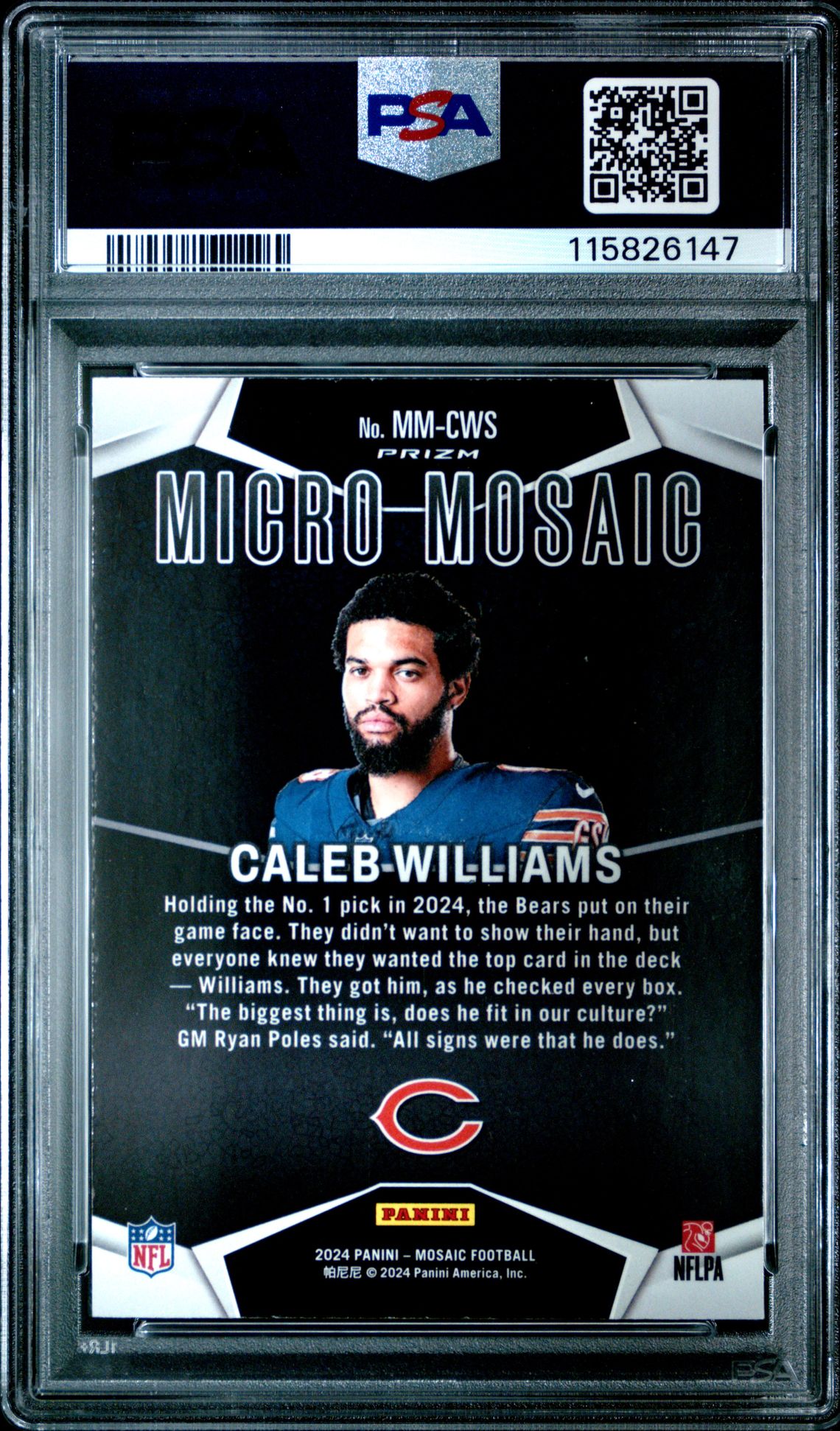 2024 Panini Mosaic Micro Mosaic Caleb Williams #Mmcws Mint 9 back