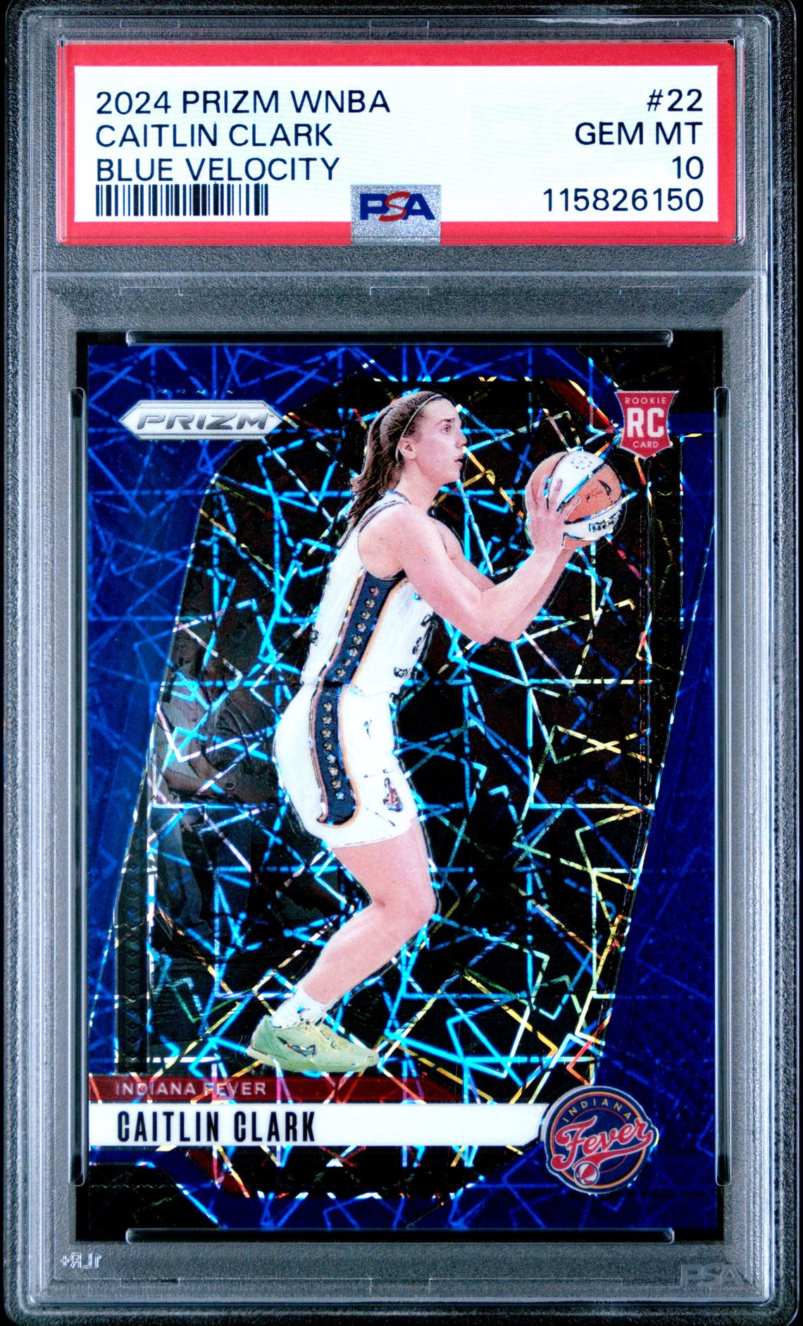 2024 Panini Prizm Wnba Caitlin Clark #22 (Blue Velocity) Gem Mt 10 front