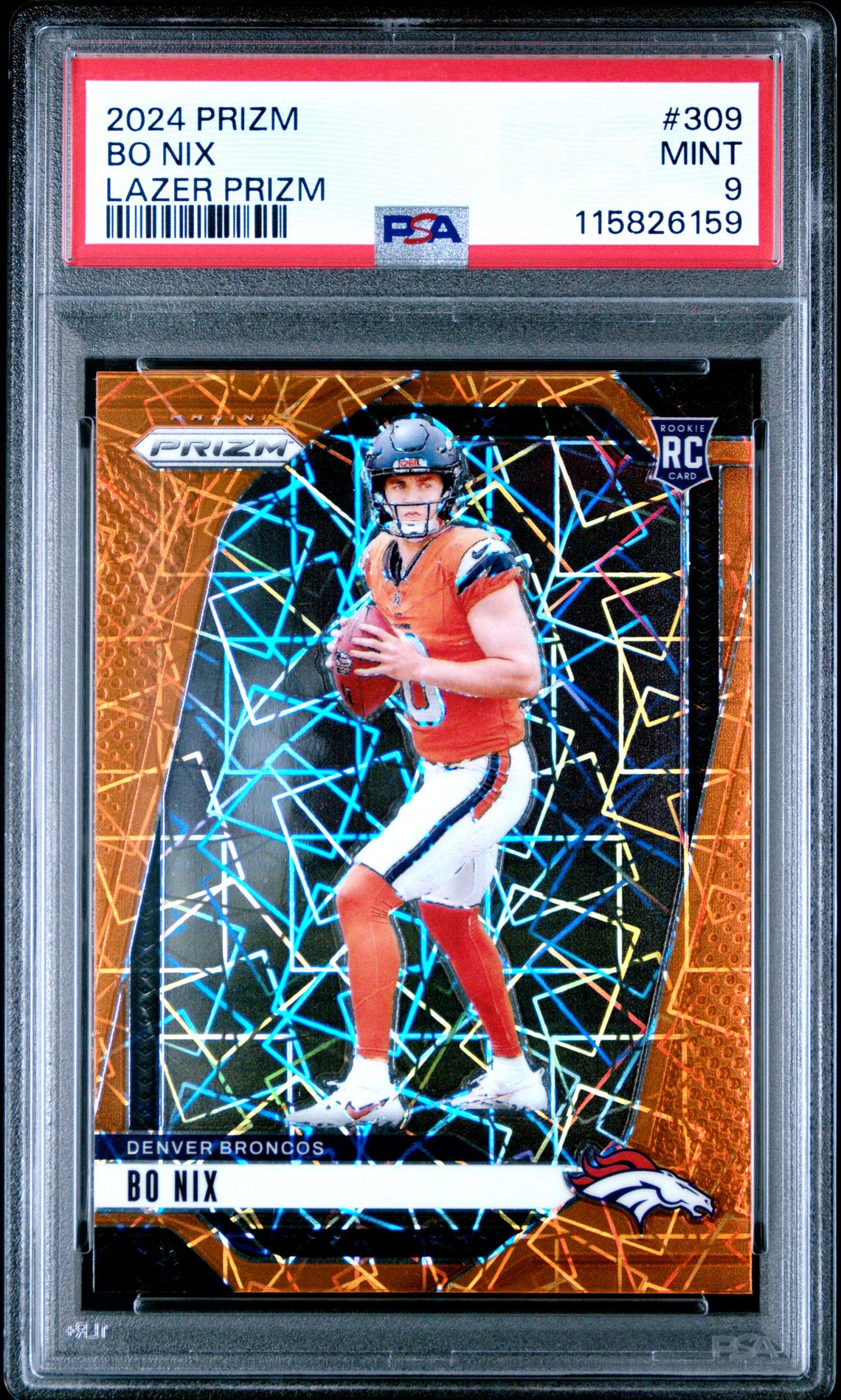 2024 Panini Prizm Bo Nix #309 (Lazer Prizm) Mint 9 front