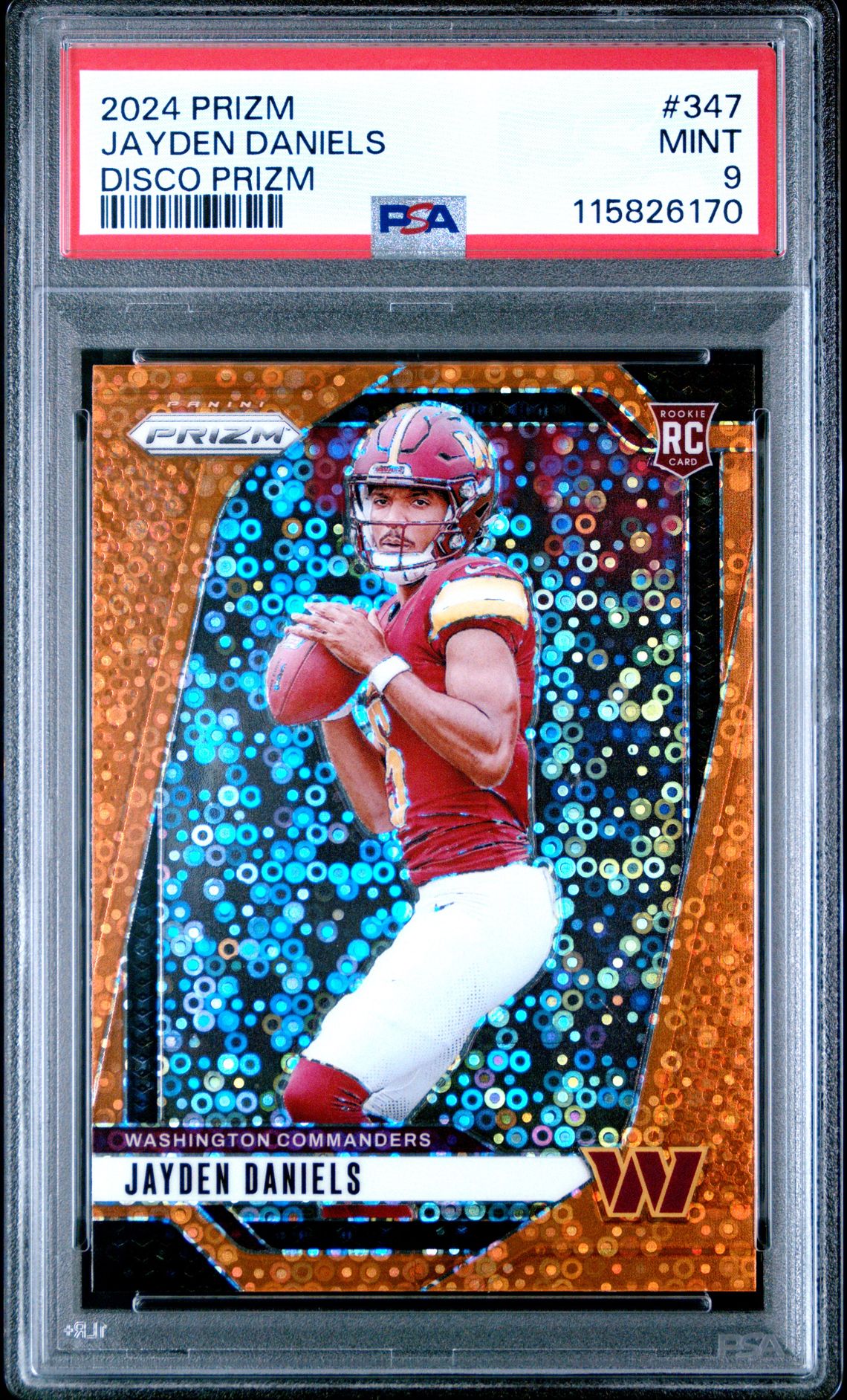 2024 Panini Prizm Jayden Daniels #347 (Disco Prizm) Mint 9 front