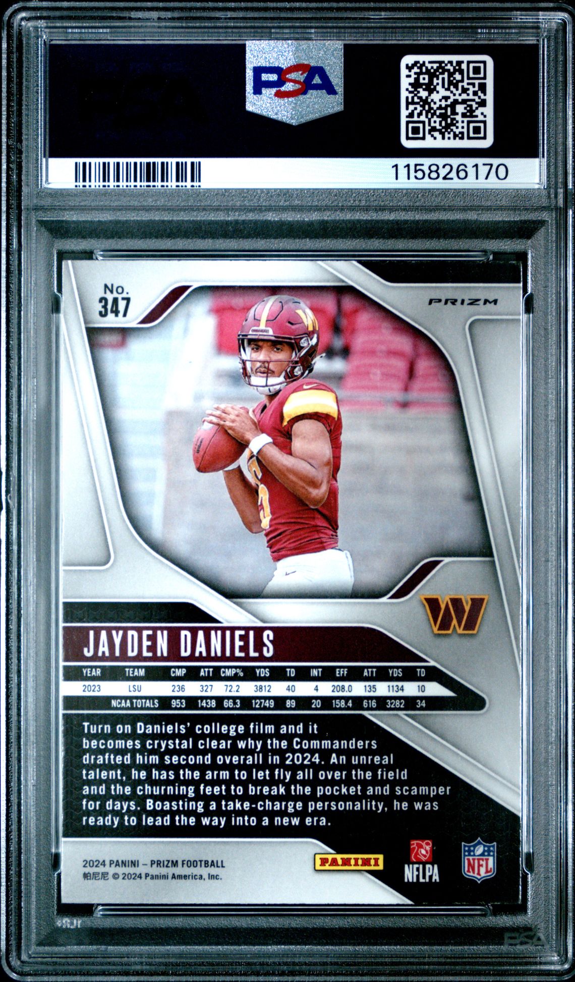 2024 Panini Prizm Jayden Daniels #347 (Disco Prizm) Mint 9 back