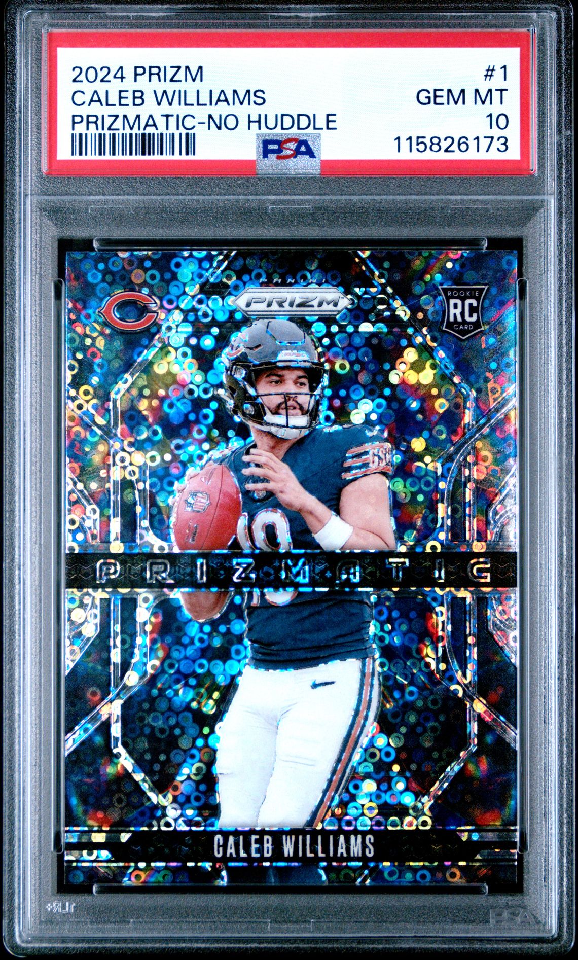 2024 Panini Prizm Prizmatic Caleb Williams #1 (Prizmatic-No Huddle) Gem Mt 10 front