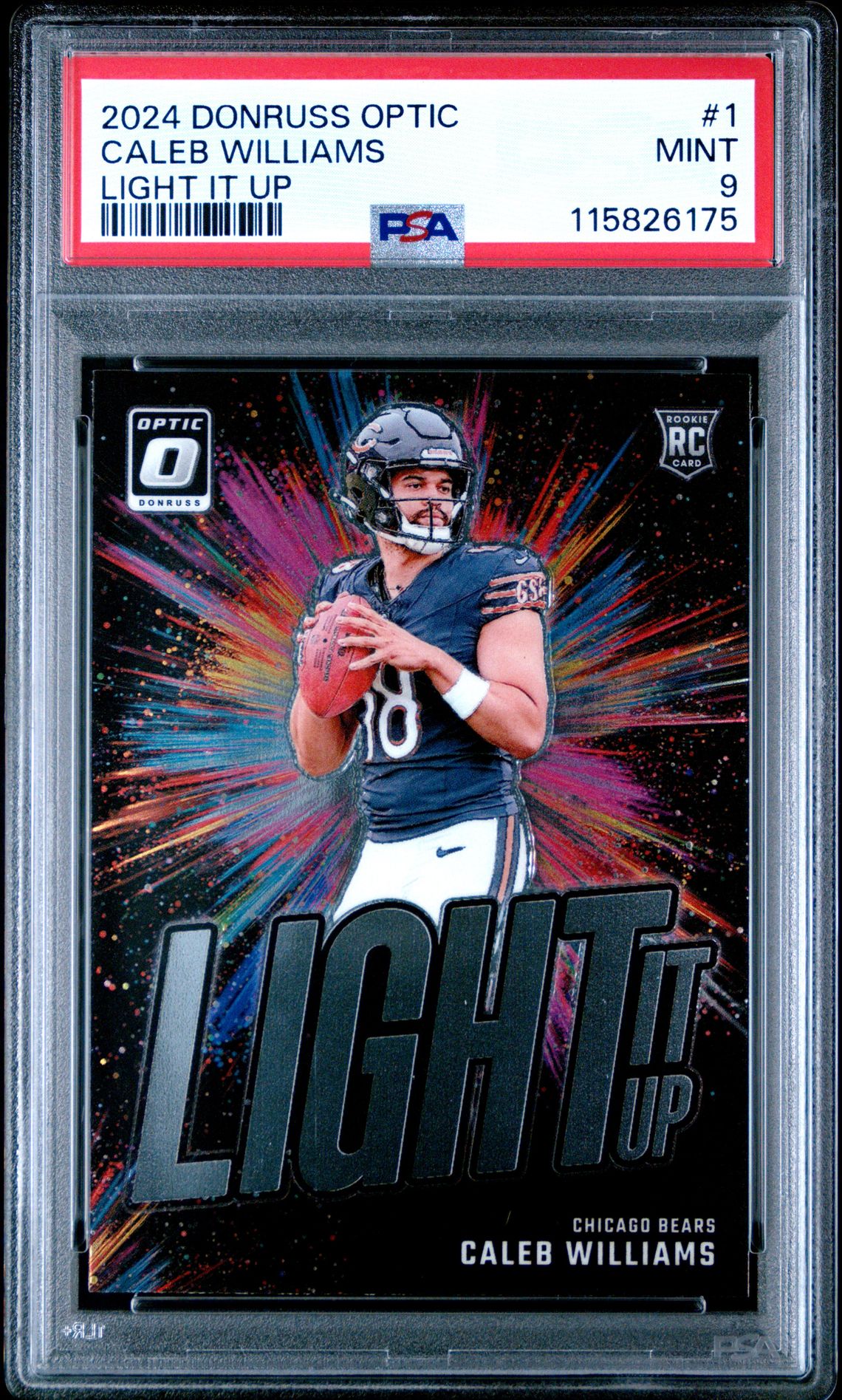 2024 Panini Donruss Optic Light It Up Caleb Williams #1 Mint 9 front
