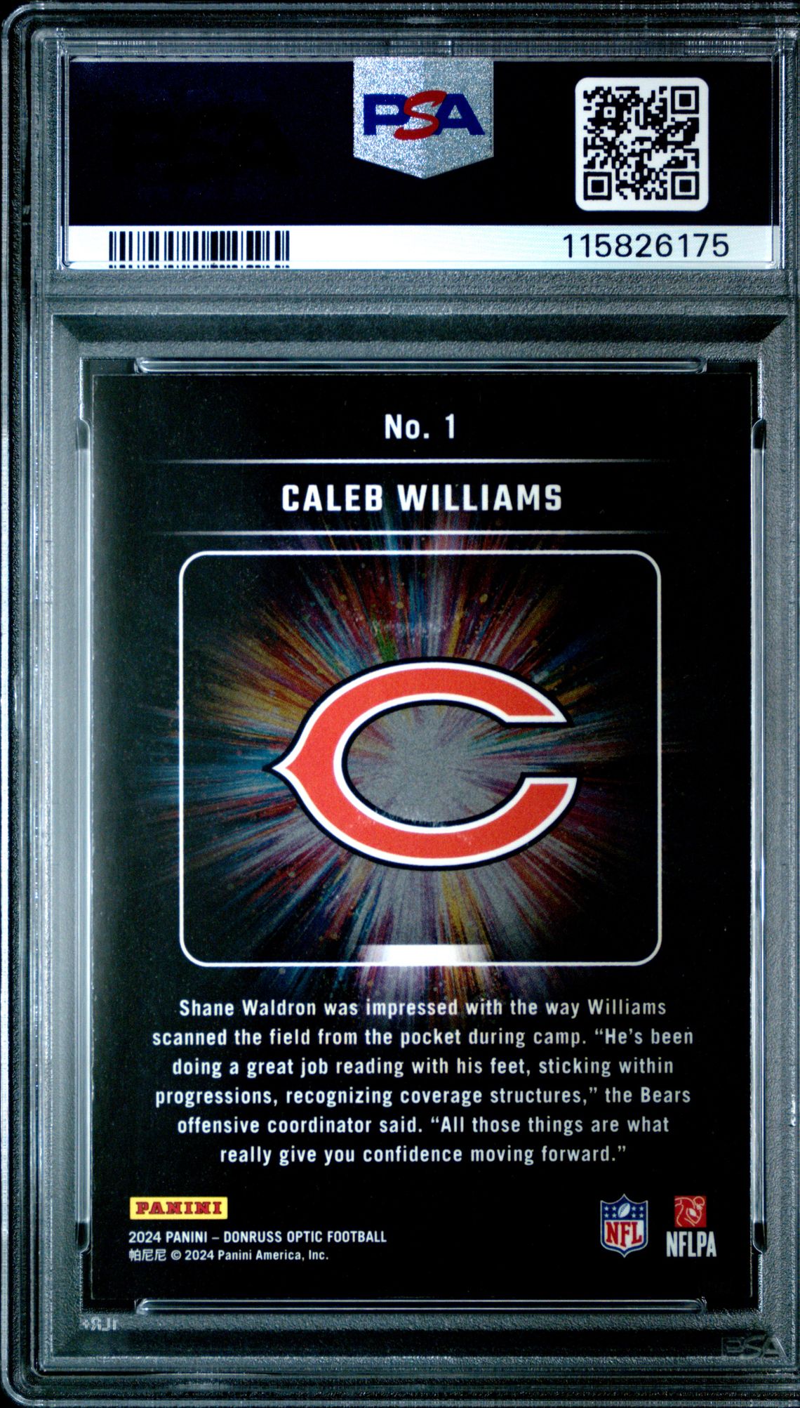 2024 Panini Donruss Optic Light It Up Caleb Williams #1 Mint 9 back