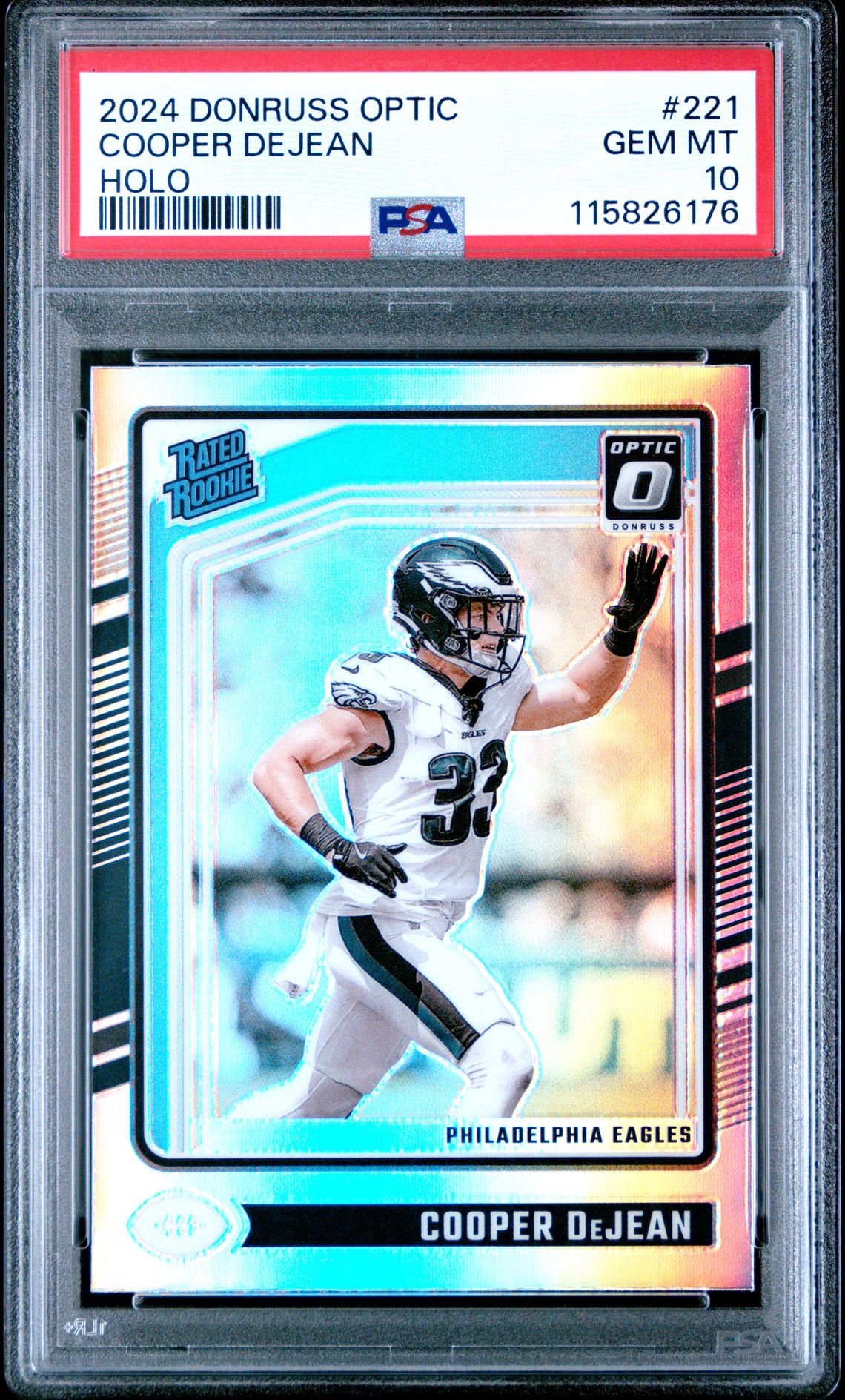 2024 Panini Donruss Optic Cooper Dejean #221 (Holo) Gem Mt 10 front