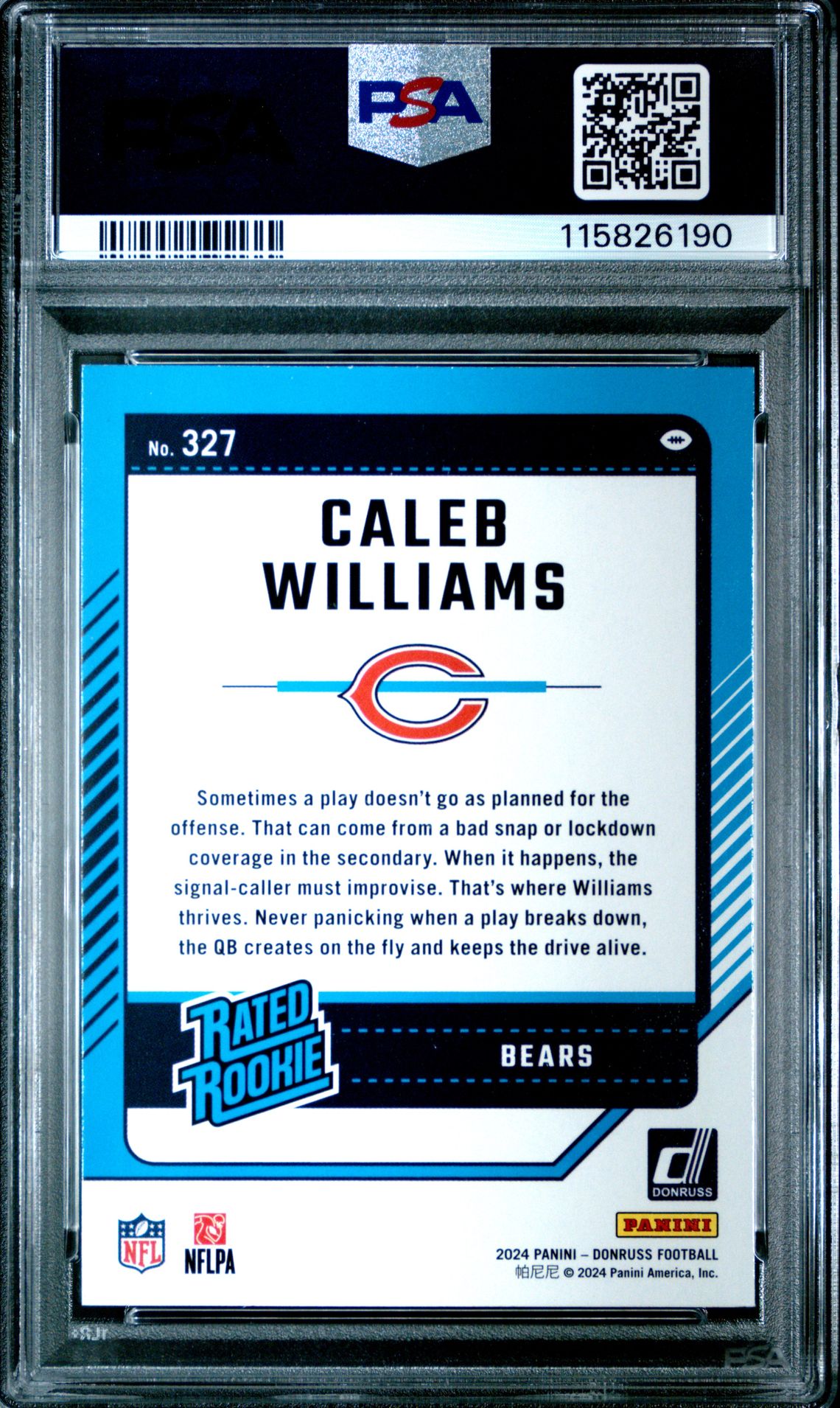 2024 Panini Donruss Caleb Williams #327 Mint 9 back
