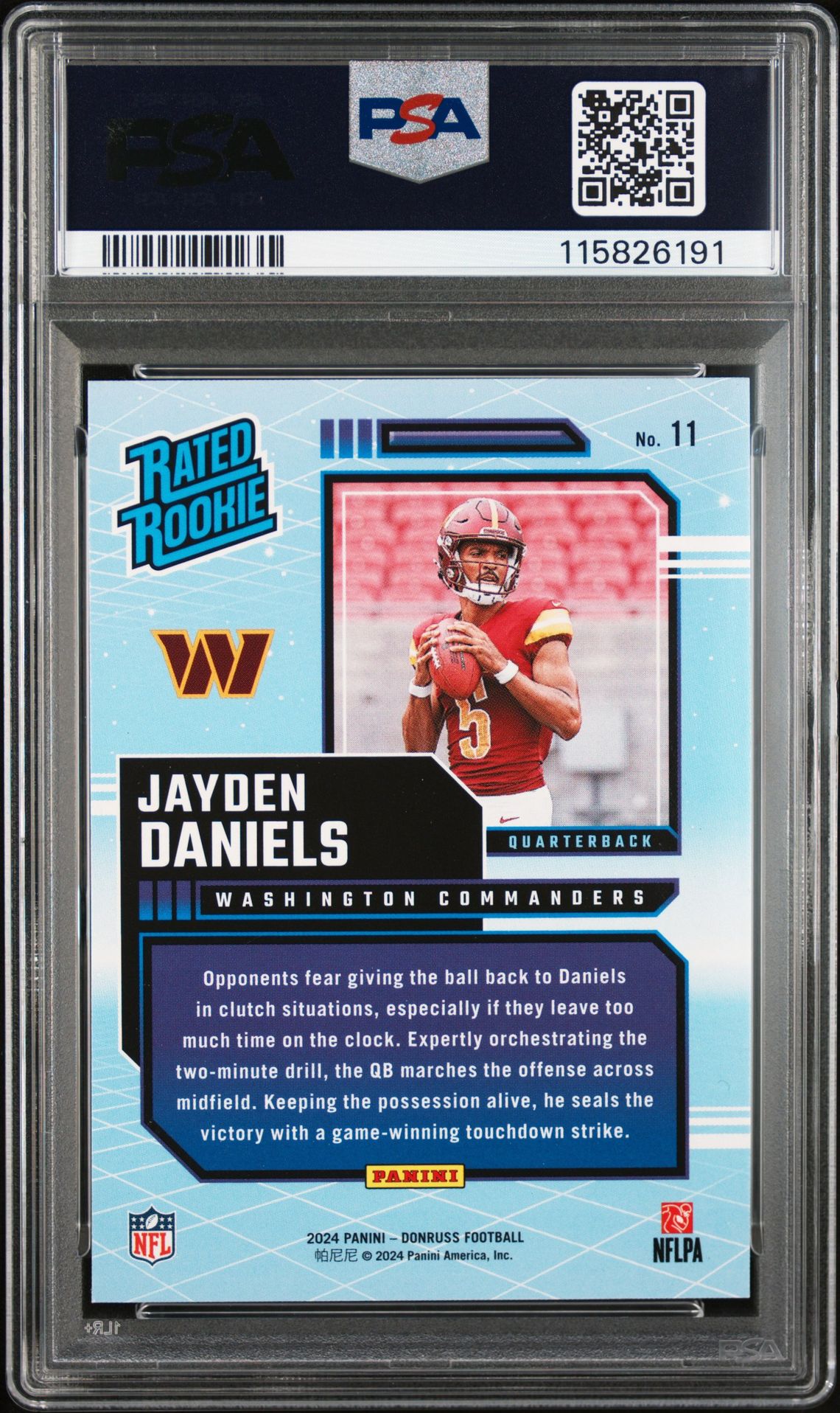 2024 Panini Donruss Rated Rookies Retro Jayden Daniels #11 Mint 9 back