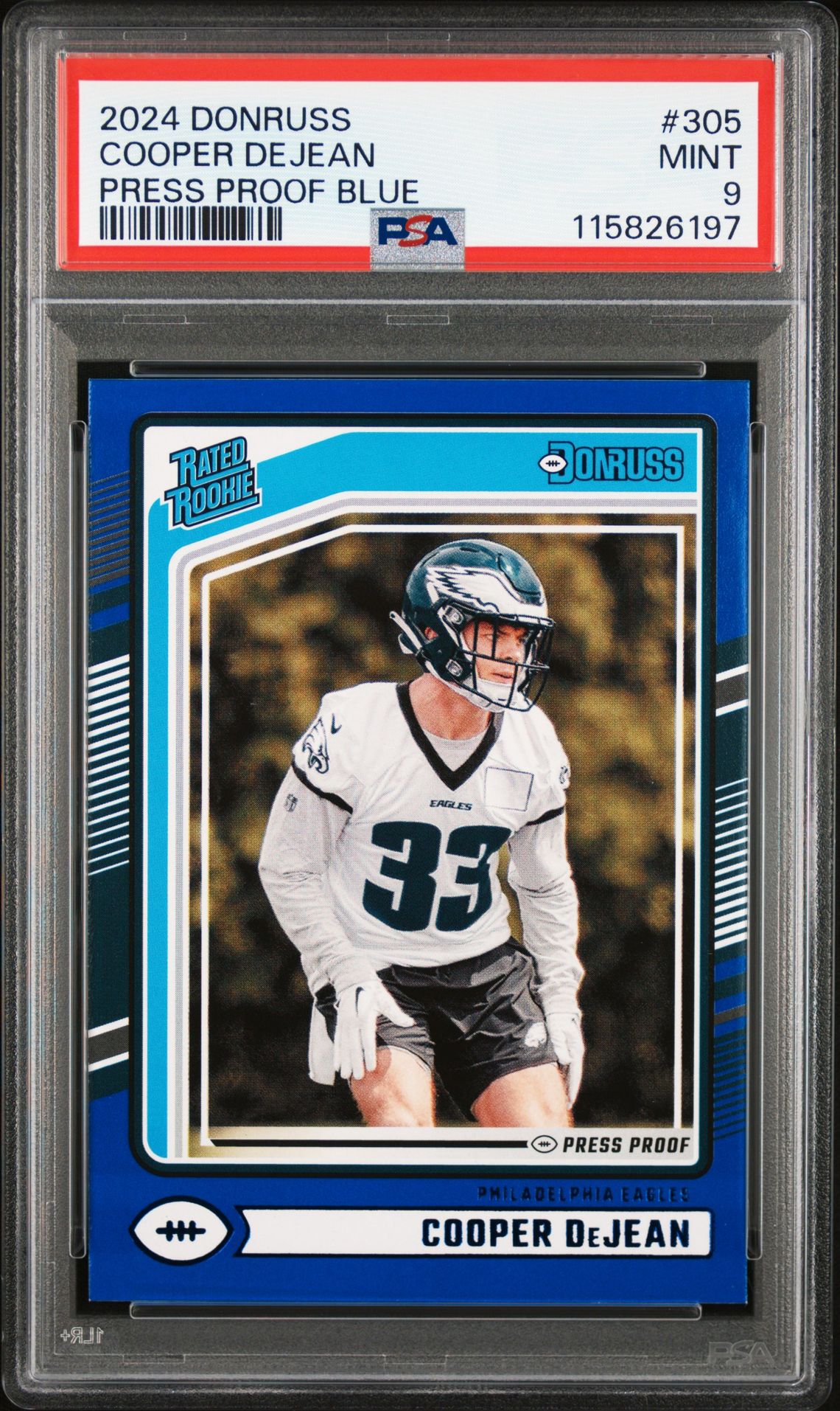 2024 Panini Donruss Cooper Dejean #305 (Press Proof Blue) Mint 9 front