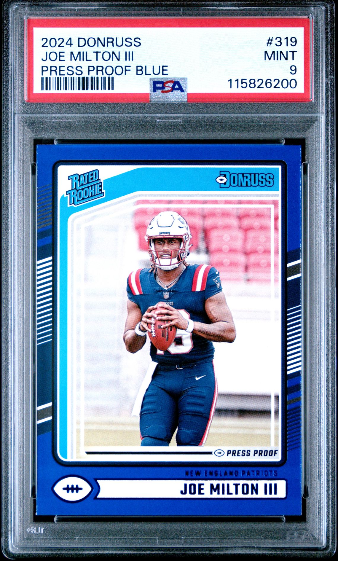 2024 Panini Donruss Joe Milton Iii #319 (Press Proof Blue) Mint 9 front