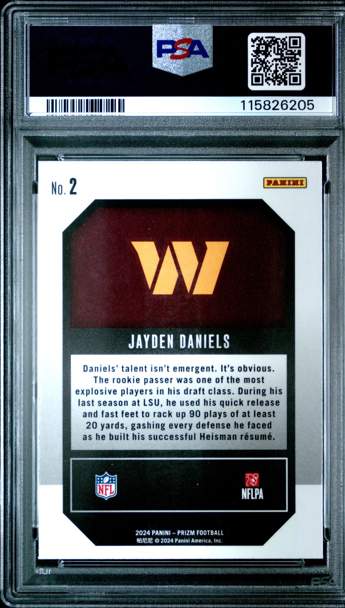 2024 Panini Prizm Emergent Jayden Daniels #2 Mint 9 back