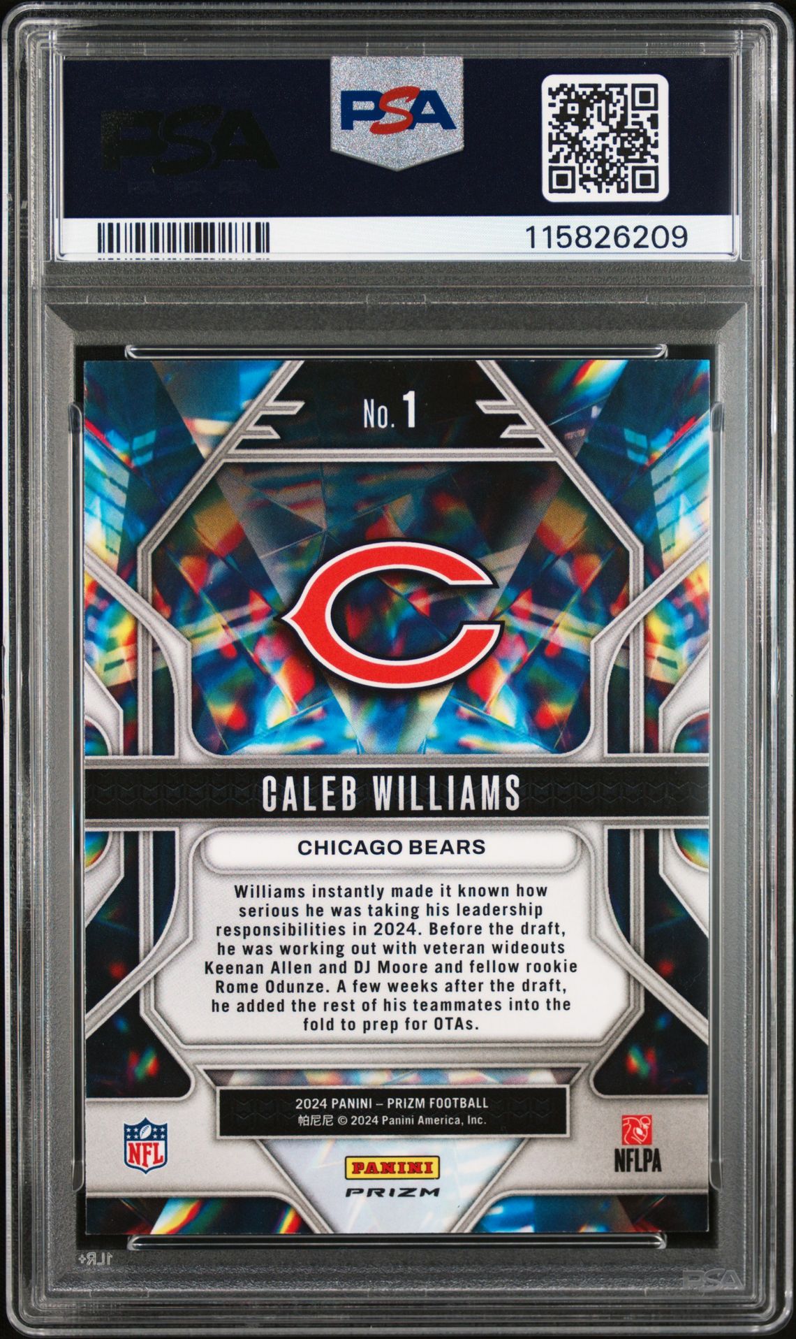2024 Panini Prizm Prizmatic Caleb Williams #1 (Prizmatic-Green Prizm) Mint 9 back