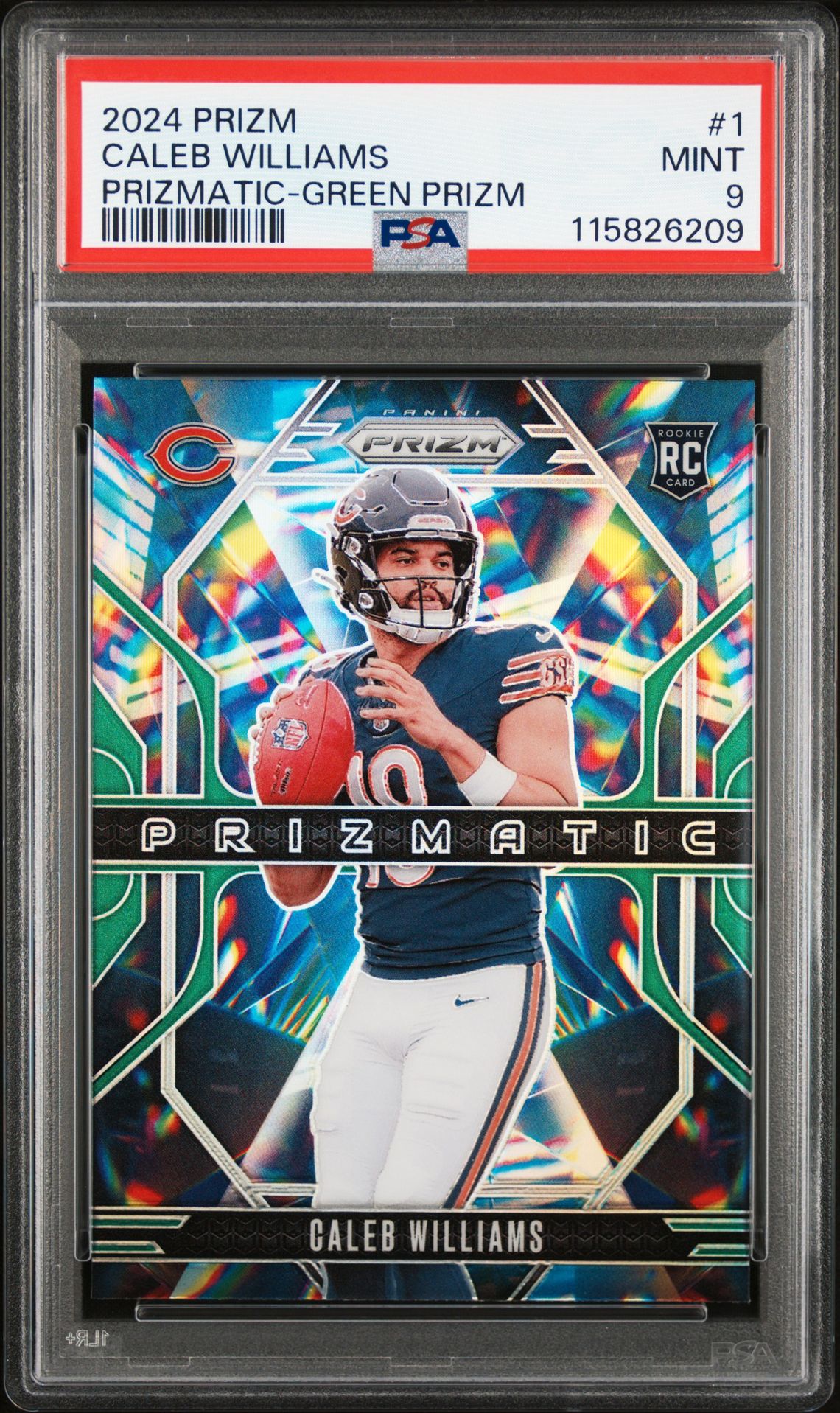 2024 Panini Prizm Prizmatic Caleb Williams #1 (Prizmatic-Green Prizm) Mint 9 front