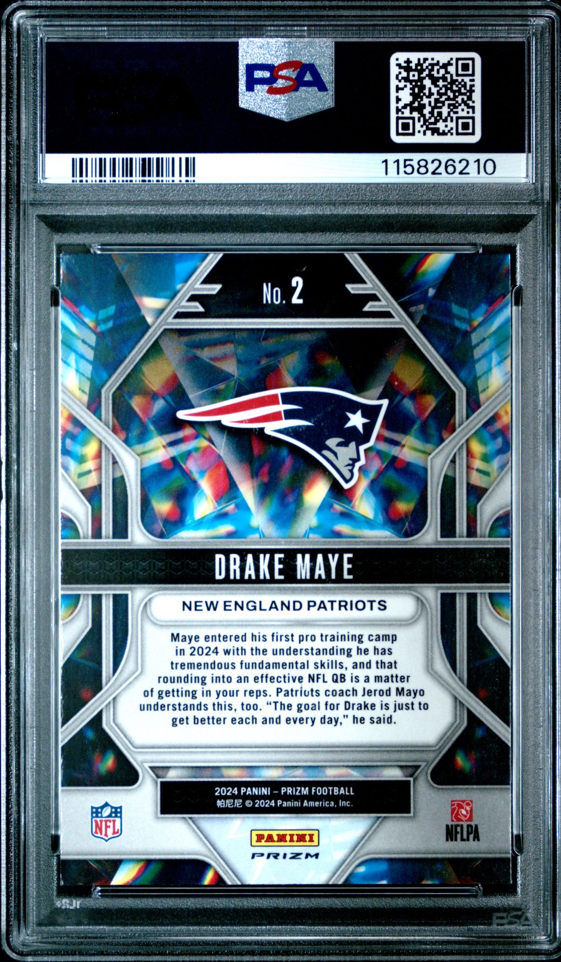 2024 Panini Prizm Prizmatic Drake Maye #2 (Prizmatic-Green Prizm) Mint 9 back