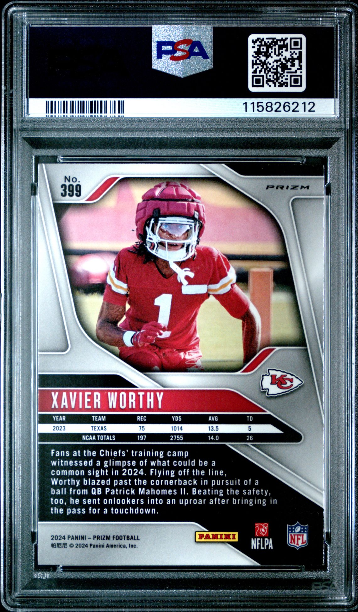 2024 Panini Prizm Xavier Worthy #399 (Green Wave) Mint 9 back
