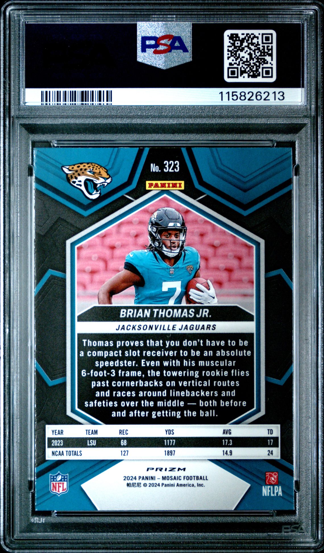 2024 Panini Mosaic Brian Thomas Jr. #323 (Silver) Mint 9 back