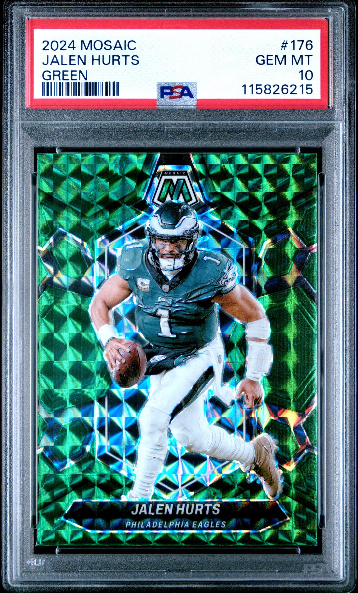 2024 Panini Mosaic Jalen Hurts #176 (Green) Gem Mt 10 front