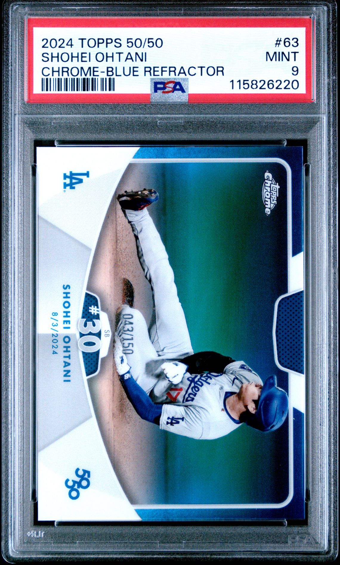 2024 Topps 50/50 Shohei Ohtani Shohei Ohtani #63 (Chrome-Blue Refractor) Mint 9 front