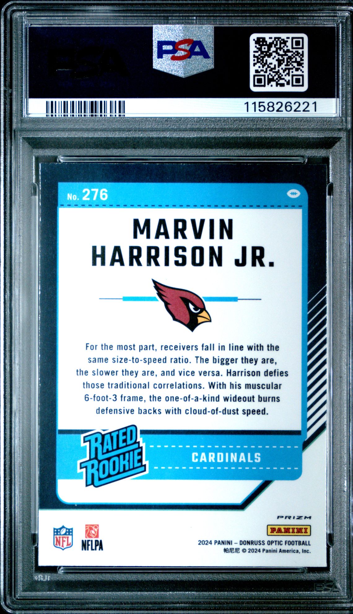 2024 Panini Donruss Optic Marvin Harrison Jr. #276 (Purple Shock) Mint 9 back