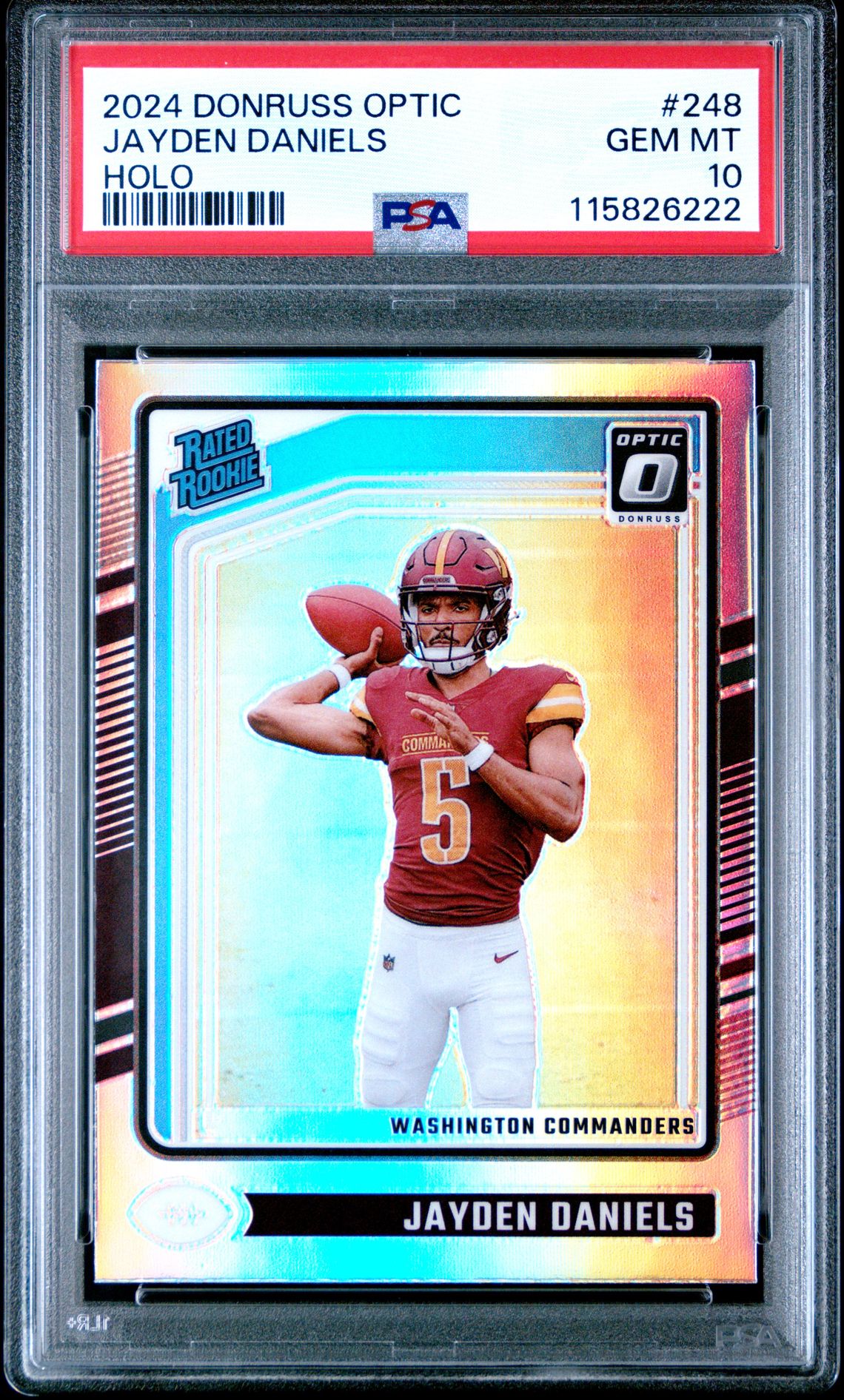 2024 Panini Donruss Optic Jayden Daniels #248 (Holo) Gem Mt 10 front