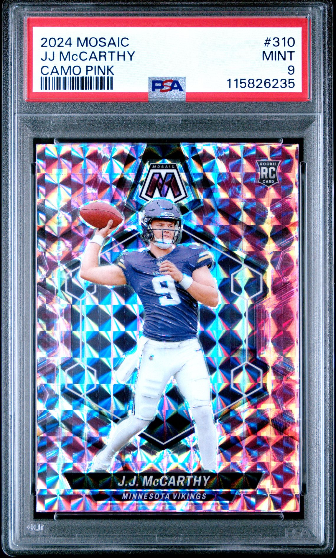 2024 Panini Mosaic Jj Mccarthy #310 (Camo Pink) Mint 9 front