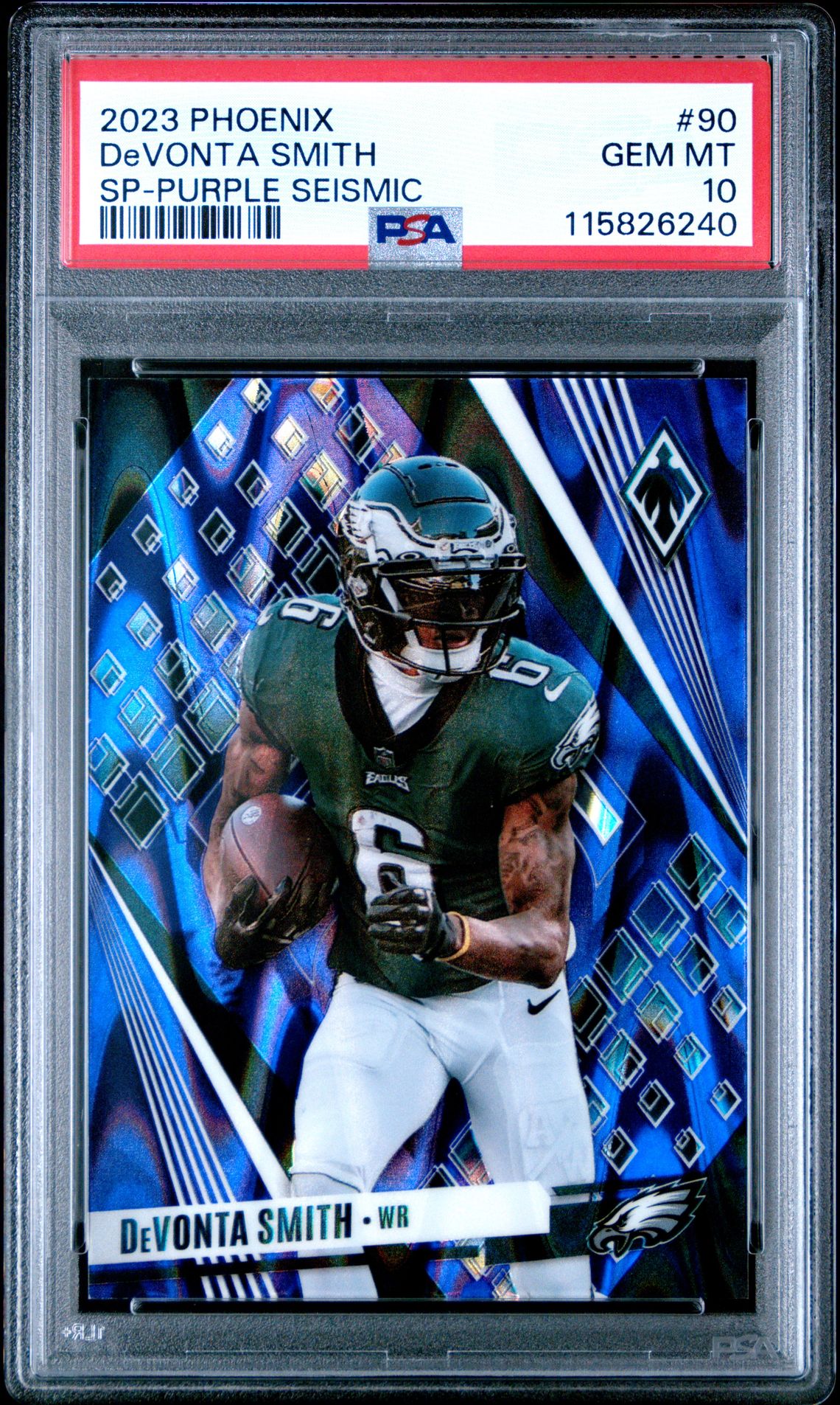 2023 Panini Phoenix Devonta Smith #90 (Sp-Purple Seismic) Gem Mt 10 front