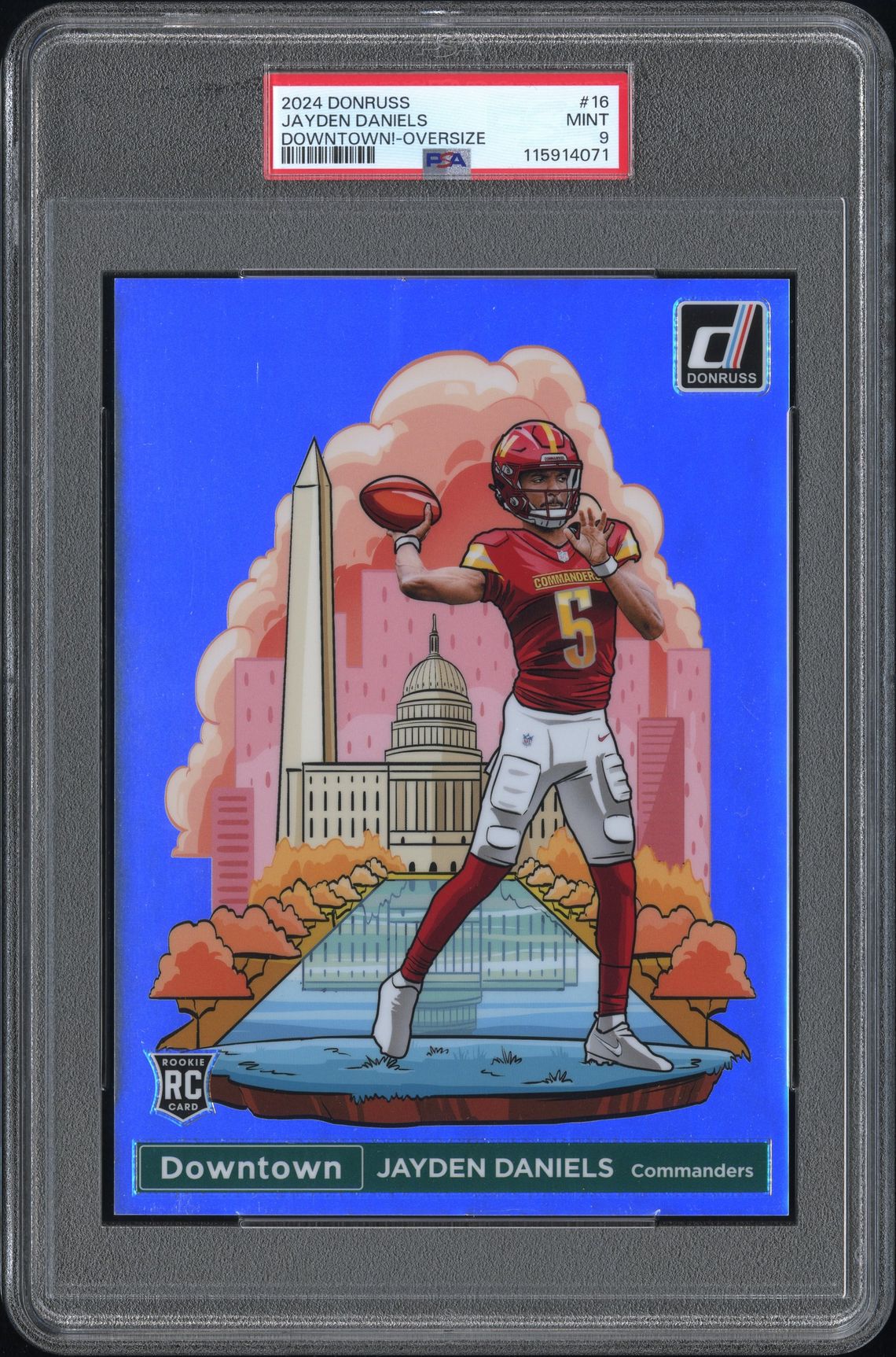 2024 Panini Donruss Downtown! Jayden Daniels #16 (Downtown!-Oversize) Mint 9 front