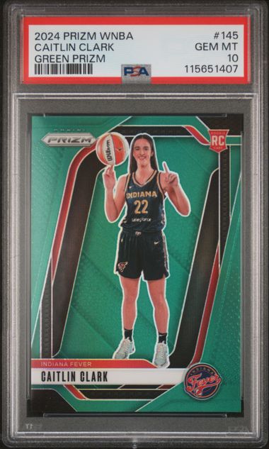 2024 Panini Prizm Wnba Caitlin Clark #145 (Green Prizm) Gem Mt 10 front