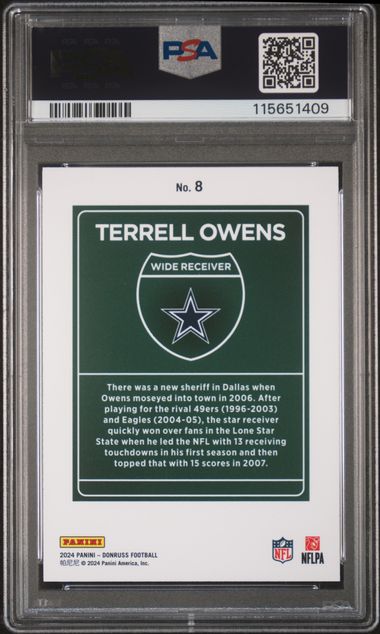 2024 Panini Donruss Downtown! Terrell Owens #8 Mint 9 back