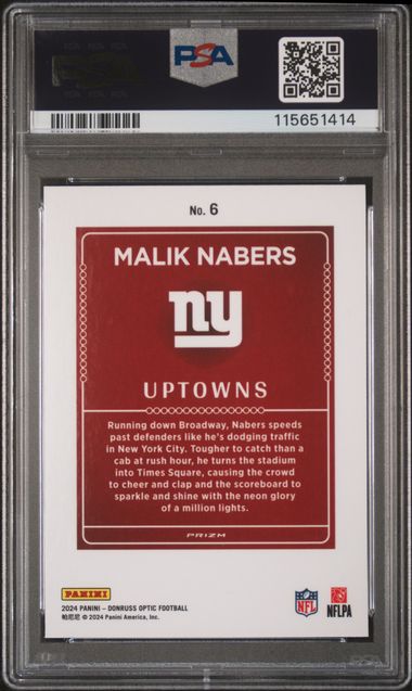 2024 Panini Donruss Optic Uptowns Malik Nabers #6 Gem Mt 10 back