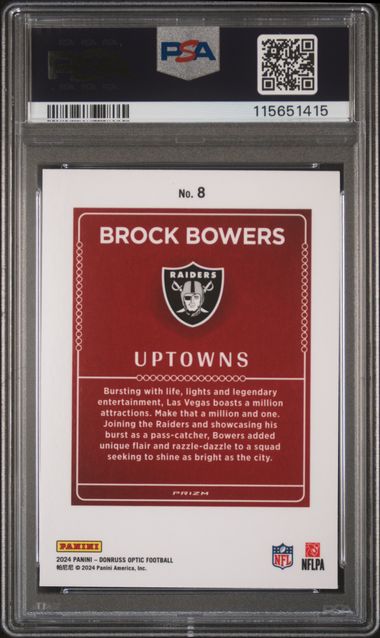 2024 Panini Donruss Optic Uptowns Brock Bowers #8 Gem Mt 10 back