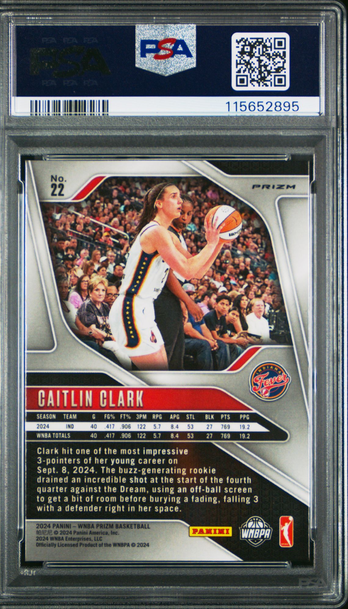 2024 Panini Prizm Wnba Caitlin Clark #22 (Ice) Mint 9 back