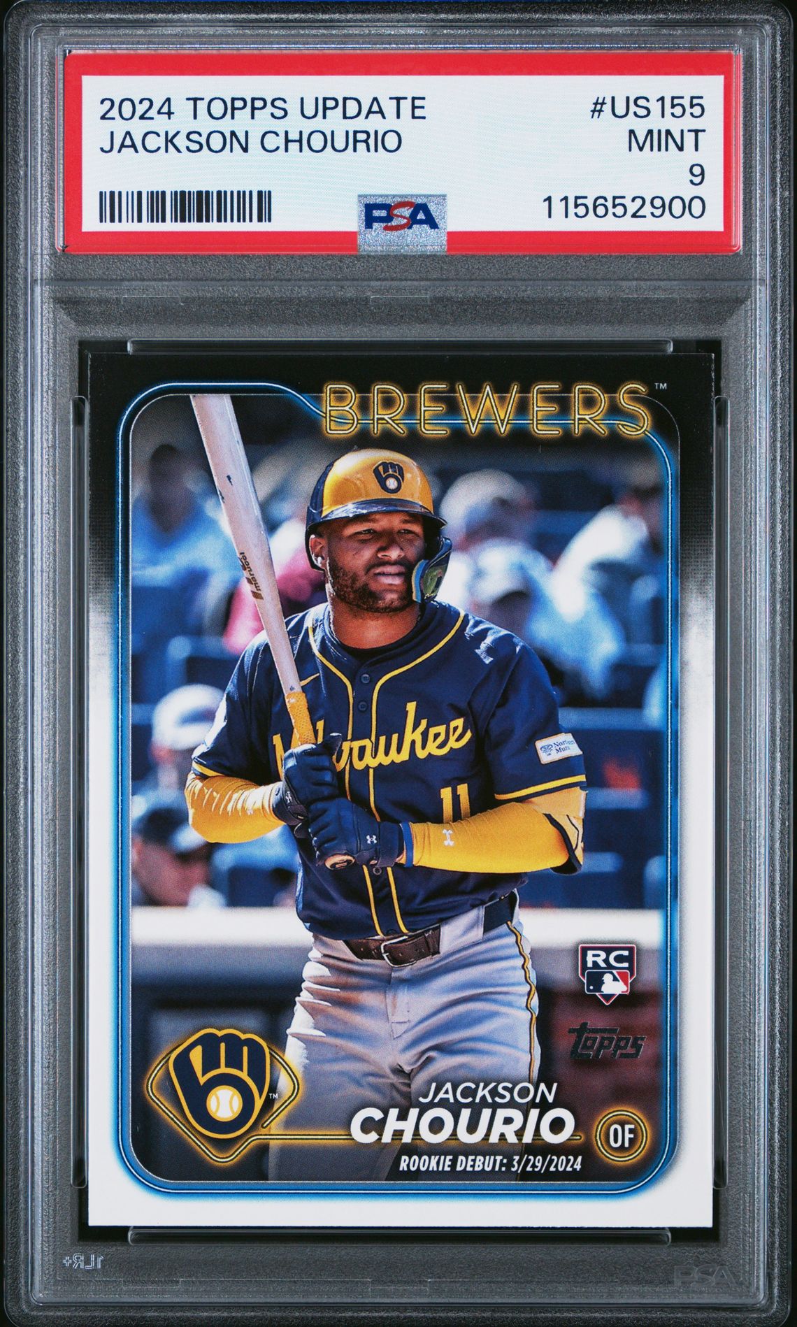 2024 Topps Update Jackson Chourio #Us155 Mint 9 front