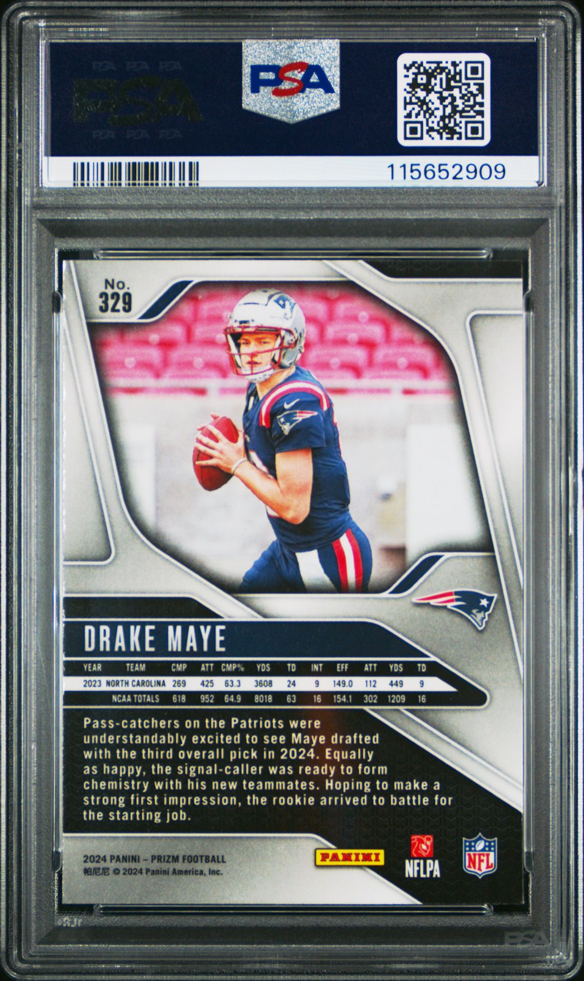 2024 Panini Prizm Drake Maye #329 Mint 9 back