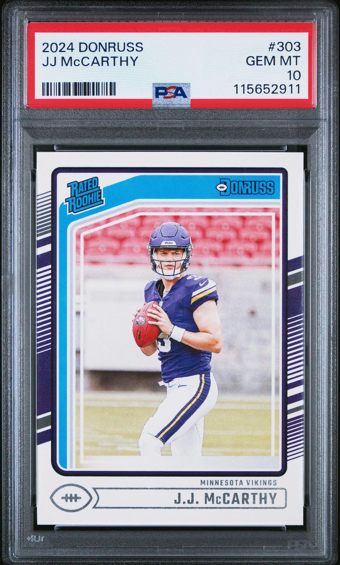 2024 Panini Donruss Jj Mccarthy #303 Gem Mt 10 front