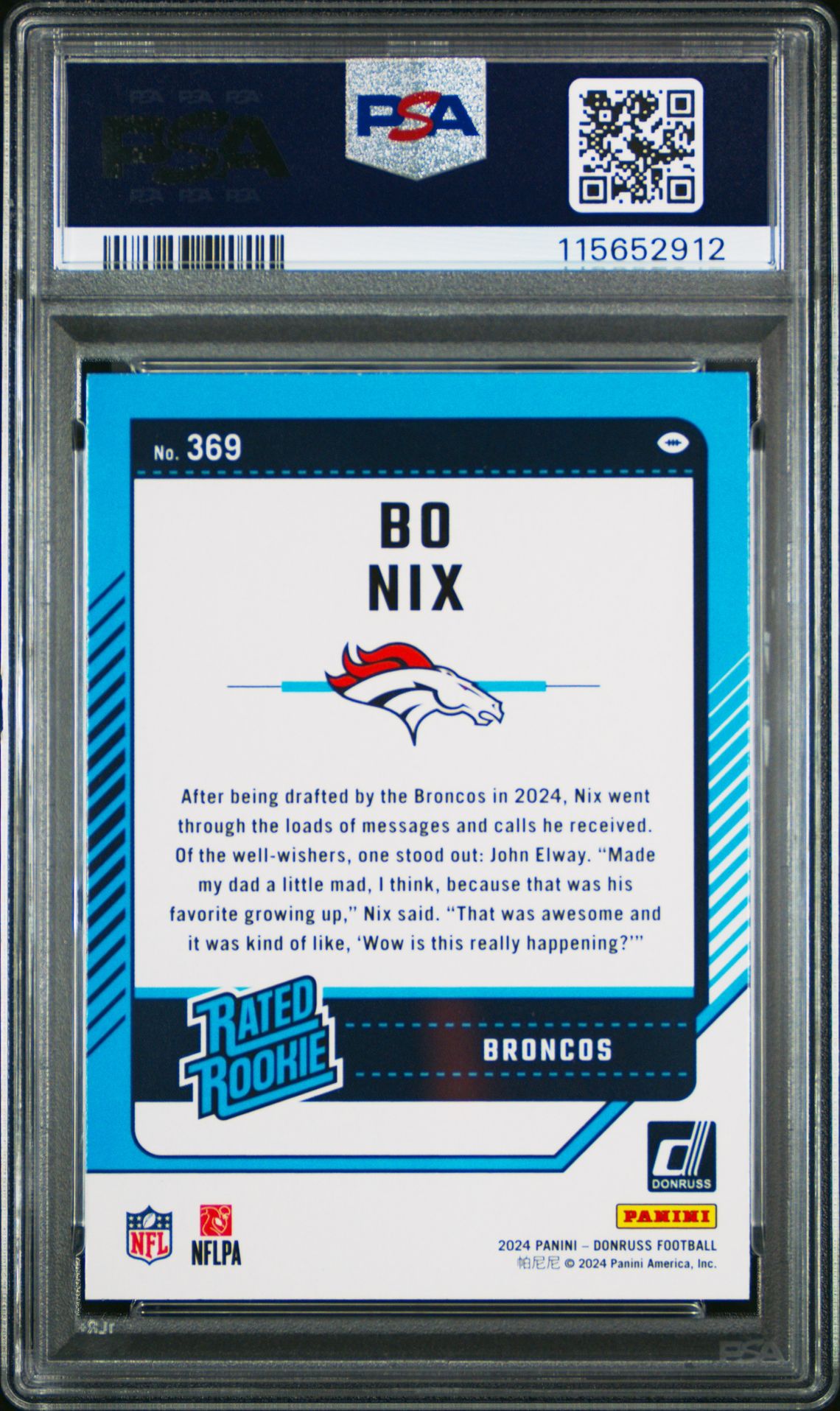 2024 Panini Donruss Bo Nix #369 Mint 9 back