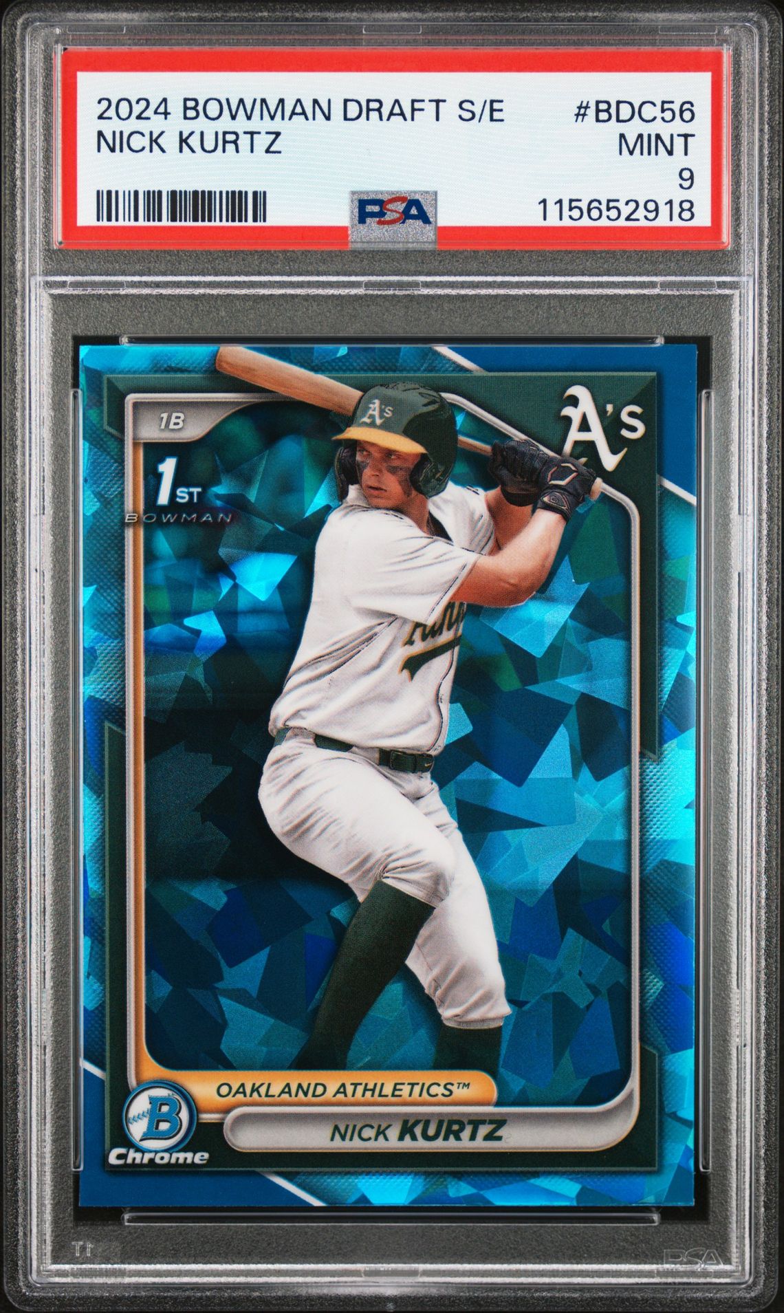 2024 Bowman Draft Sapphire Edition Nick Kurtz #Bdc56 Mint 9 front