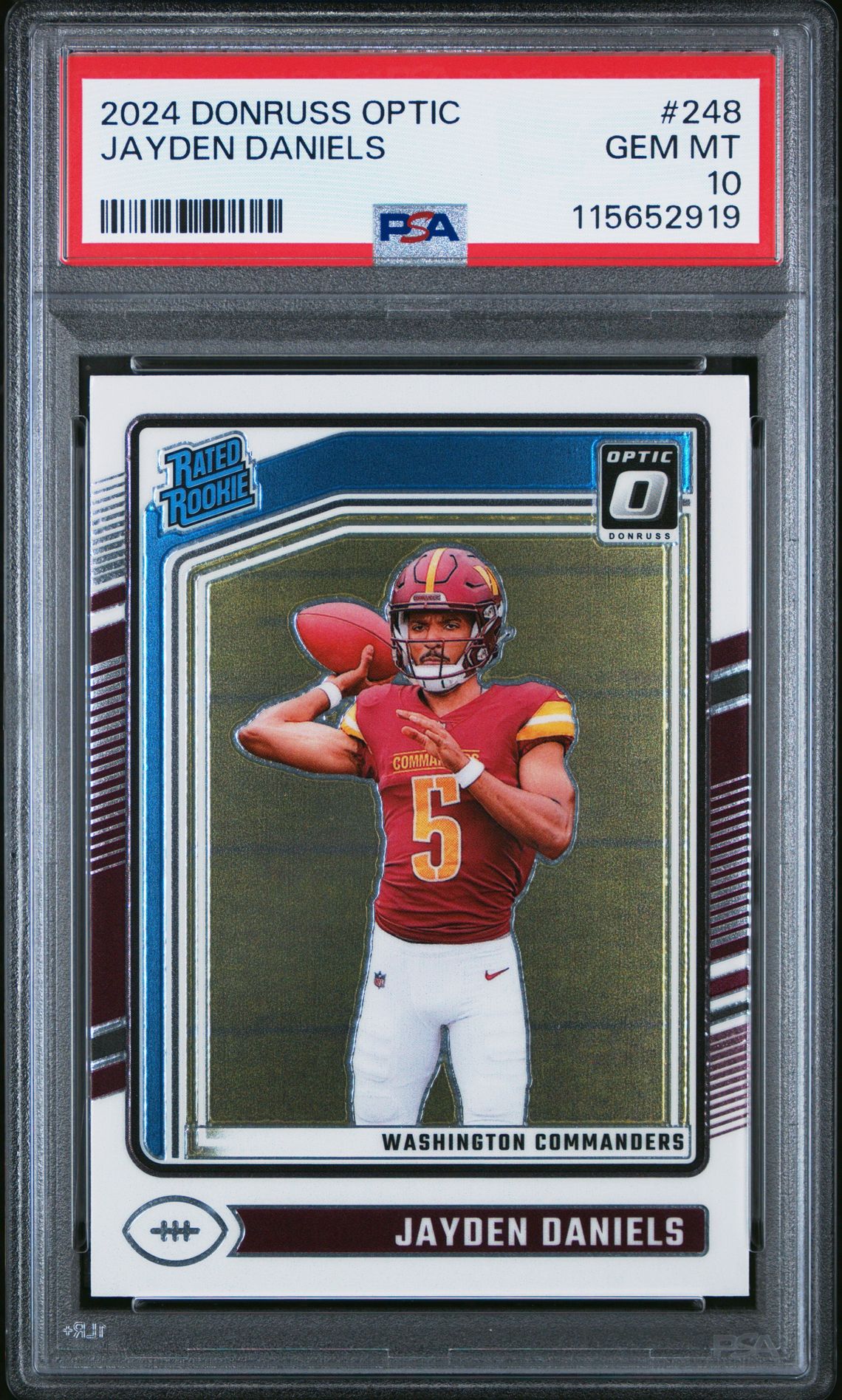 2024 Panini Donruss Optic Jayden Daniels #248 Gem Mt 10 front