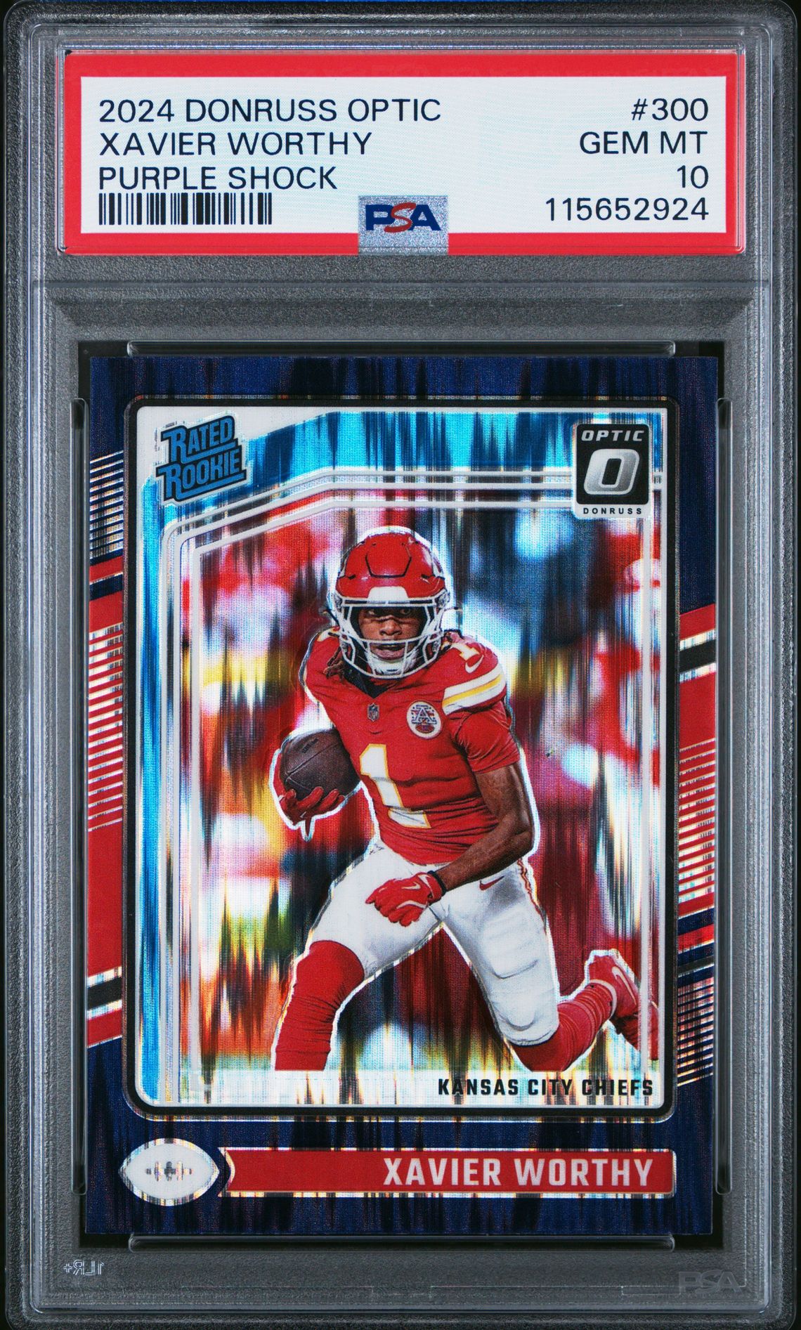 2024 Panini Donruss Optic Xavier Worthy #300 (Purple Shock) Gem Mt 10 front