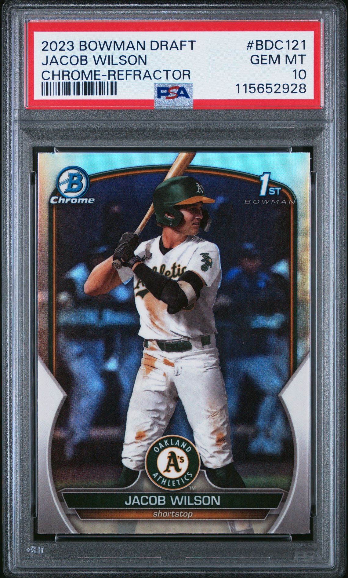 2023 Bowman Draft Jacob Wilson #Bdc121 (Chrome-Refractor) Gem Mt 10 front