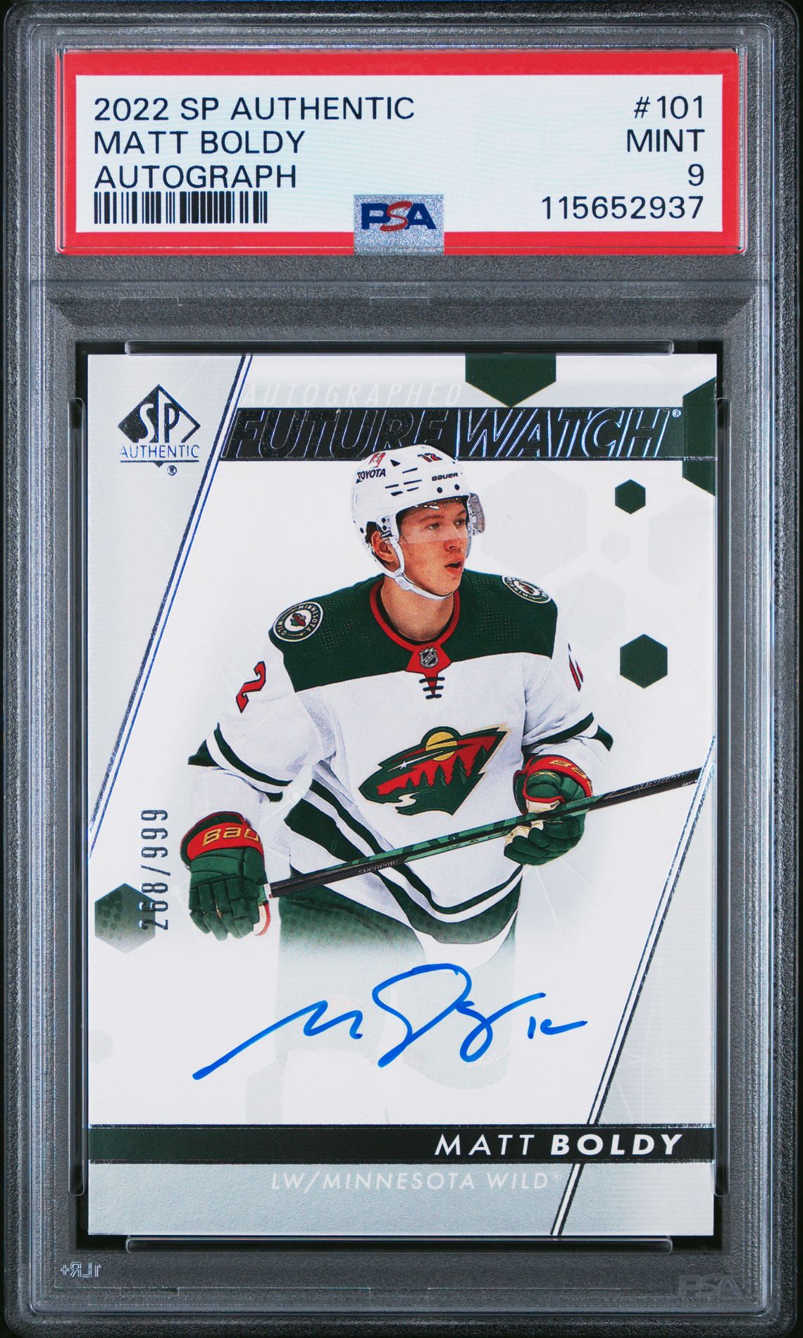 2022 Sp Authentic Matt Boldy #101 (Autograph) Mint 9 front