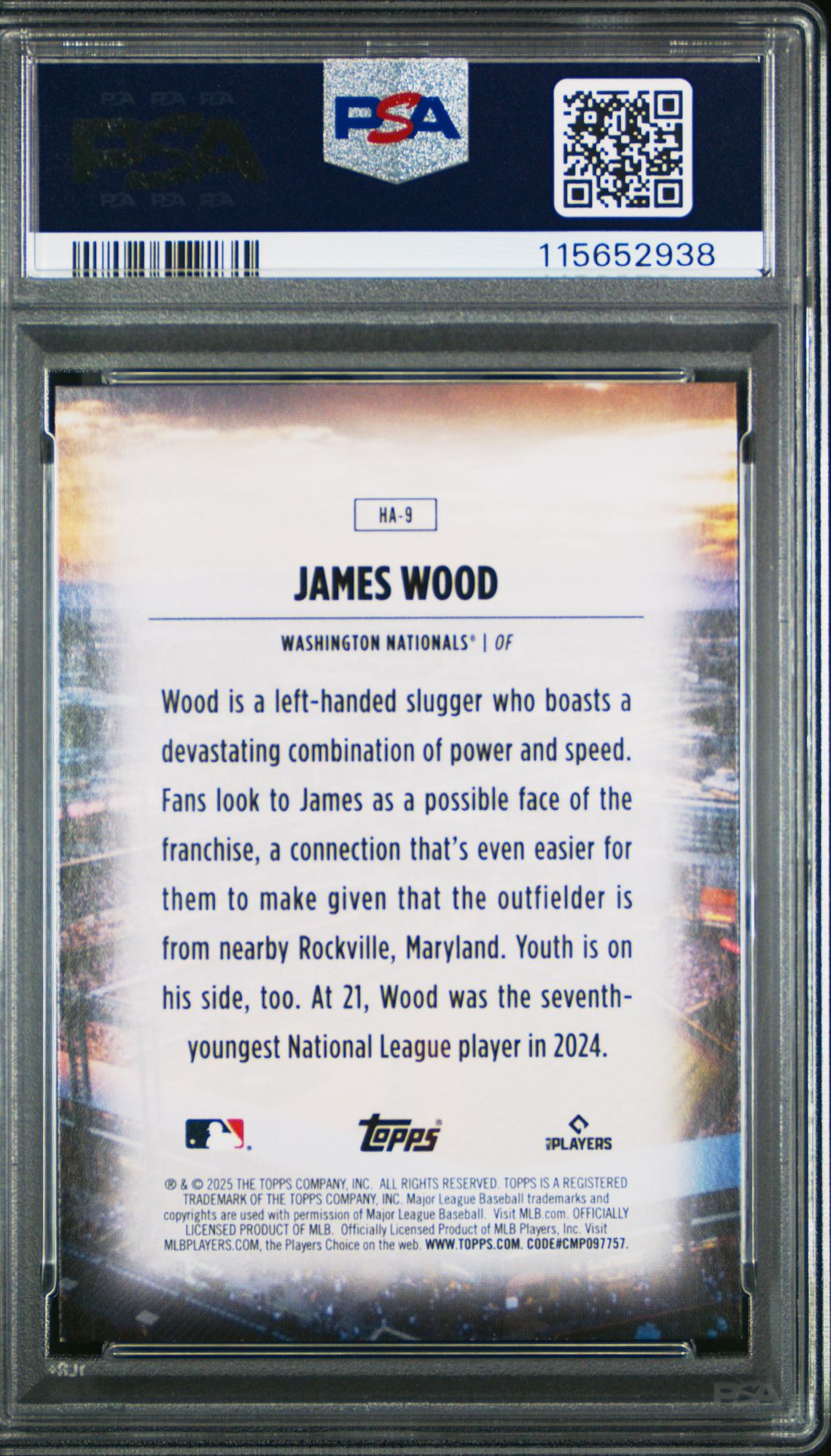 2025 Topps Home Field Advantage James Wood #Ha9 Mint 9 back
