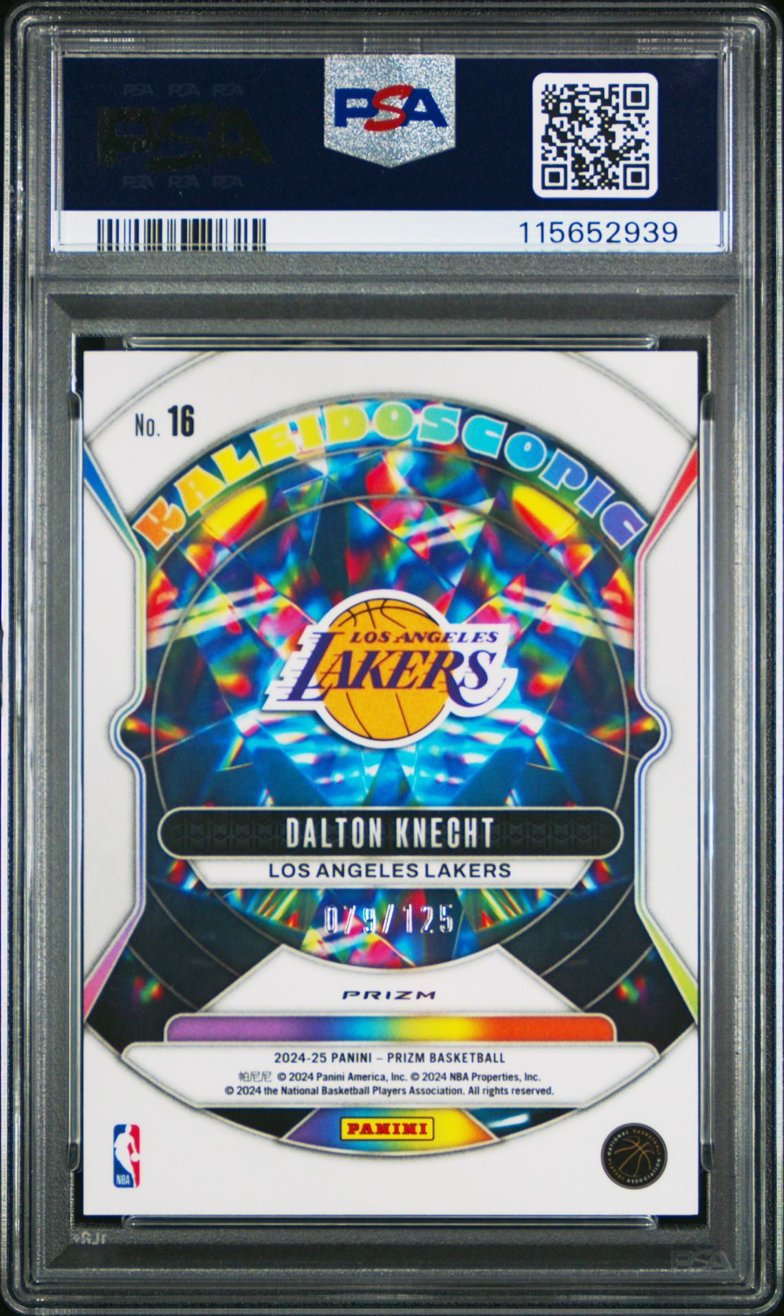 2024 Panini Prizm Kaleidoscopic Dalton Knecht #16 (Kaleidoscopic-Blue Ice) Gem Mt 10 back