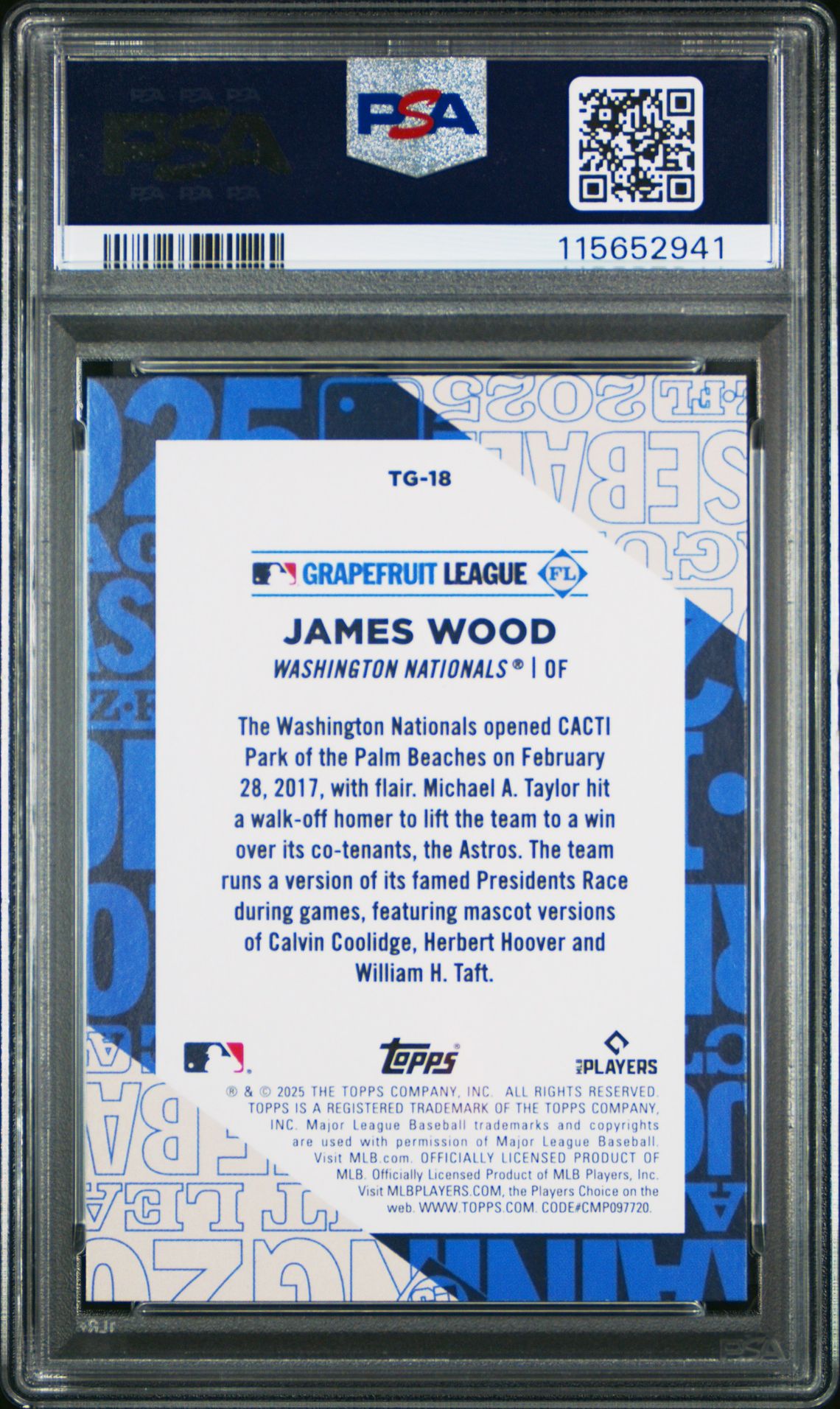 2025 Topps Training Grounds James Wood #Tg18 Mint 9 back