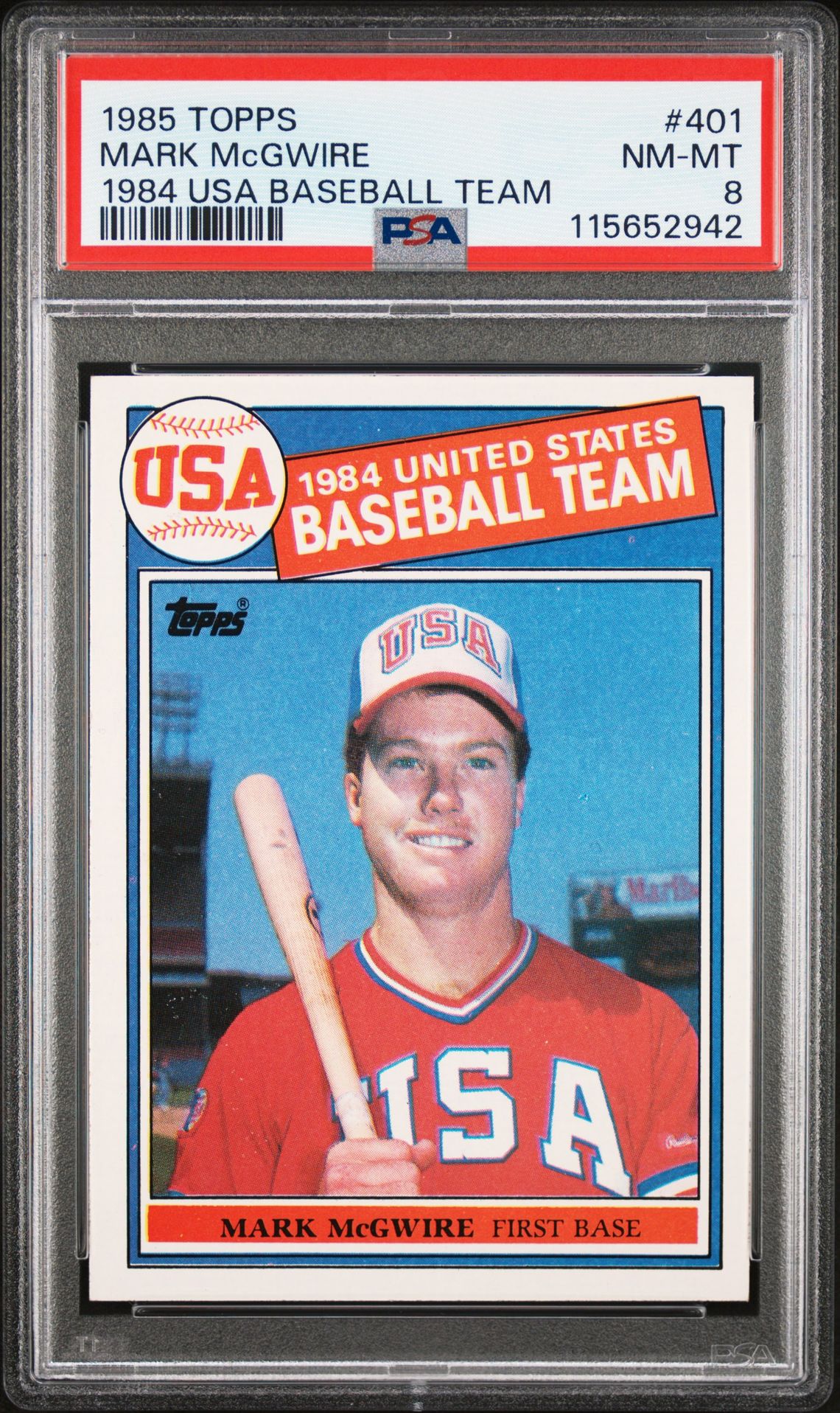 1985 Topps Mark Mcgwire #401 (1984 Usa Baseball Team) Nm-Mt 8 front