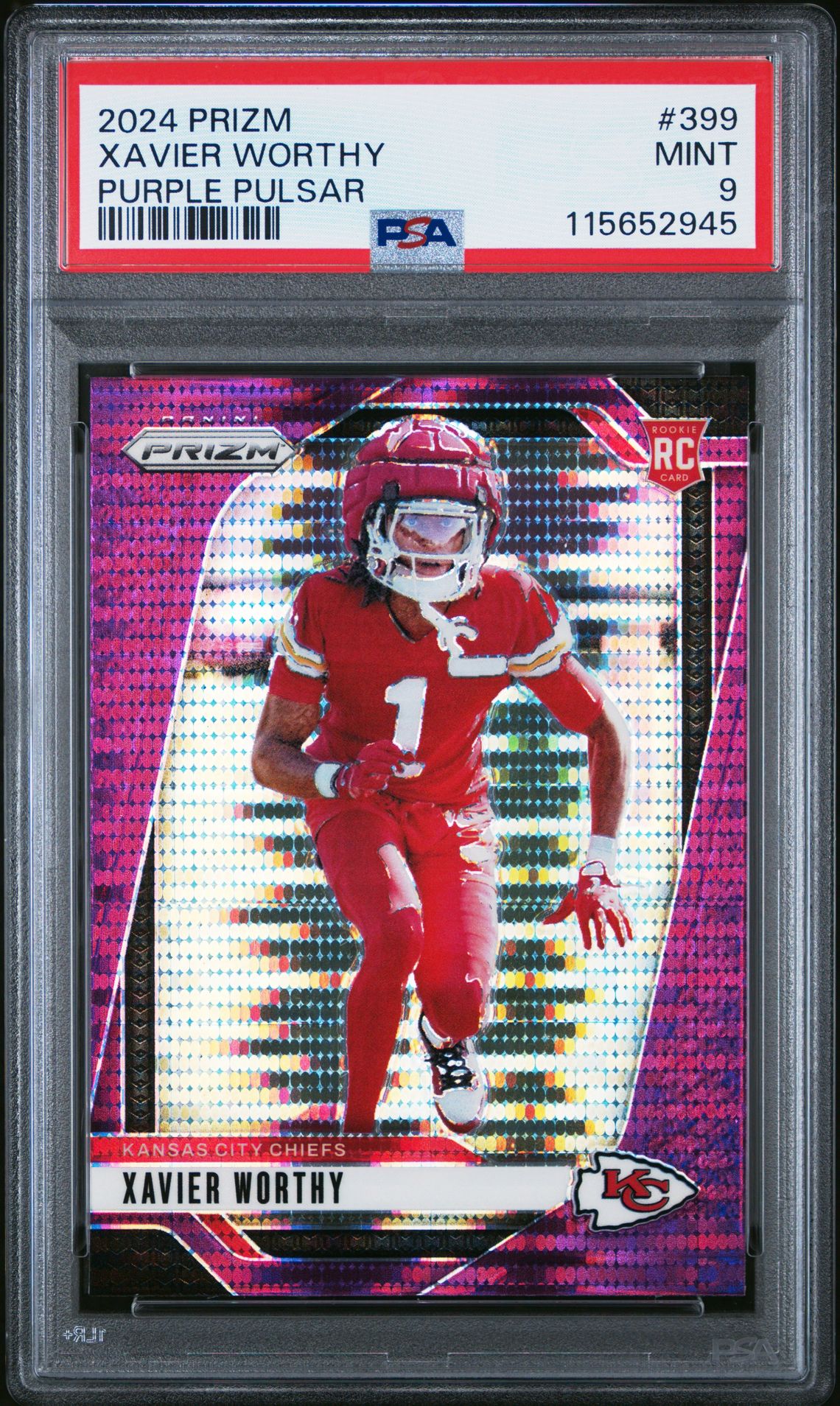 2024 Panini Prizm Xavier Worthy #399 (Purple Pulsar) Mint 9 front